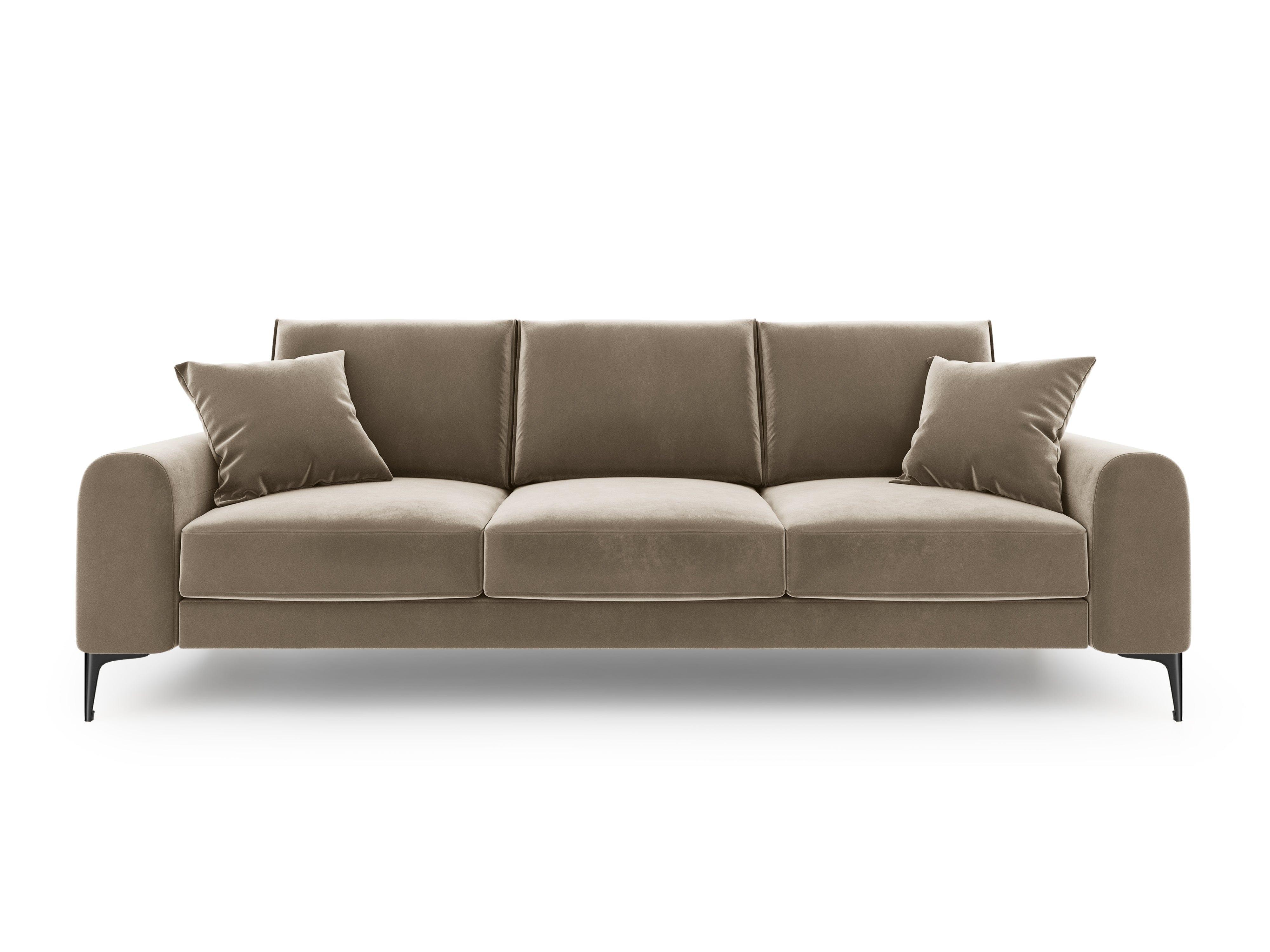 Sofa aksamitna 4-osobowa MADARA cappuccino z czarną podstawą Mazzini Sofas    Eye on Design