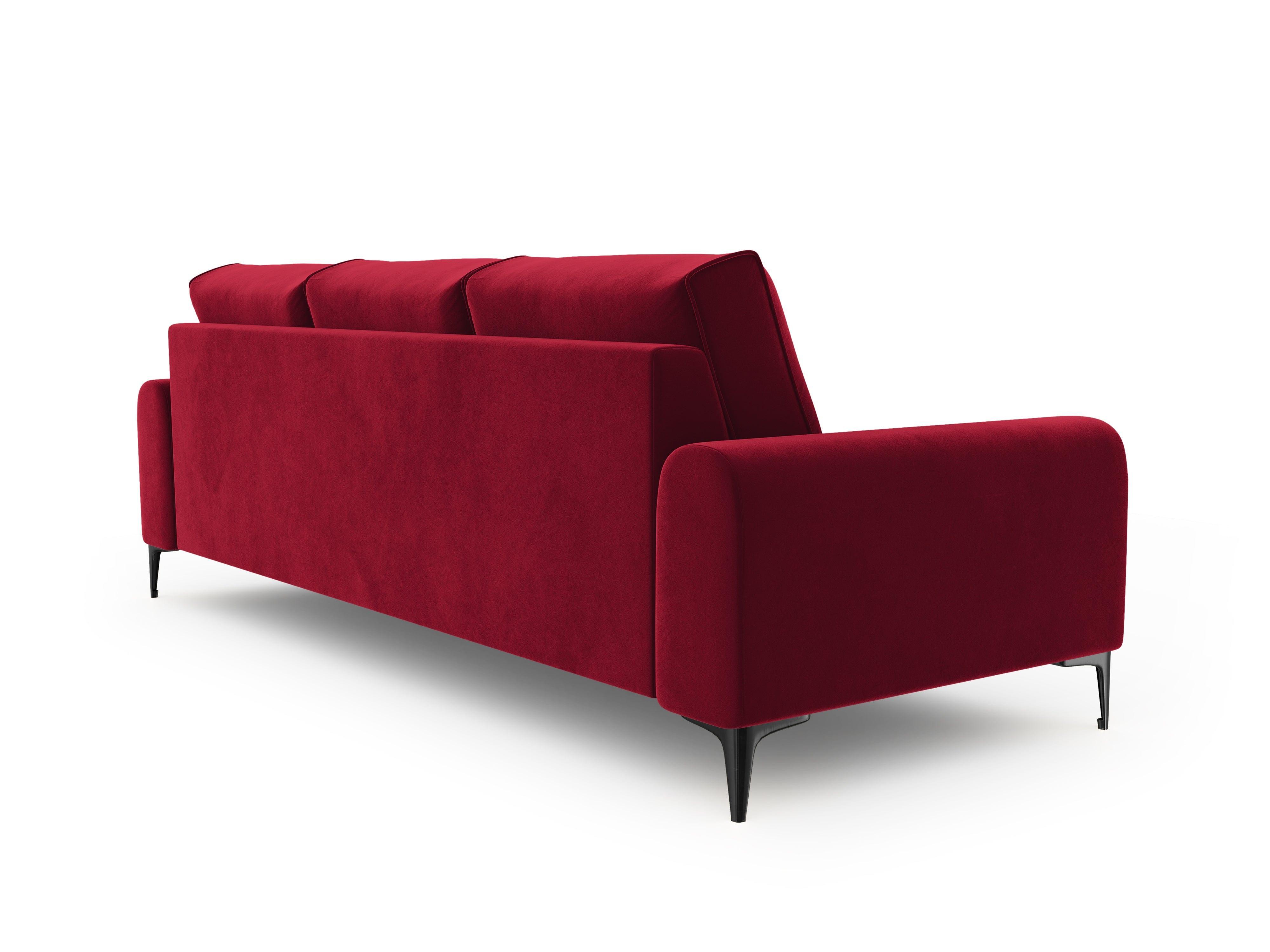 Sofa aksamitna 4-osobowa MADARA czerwony z czarną podstawą Mazzini Sofas    Eye on Design