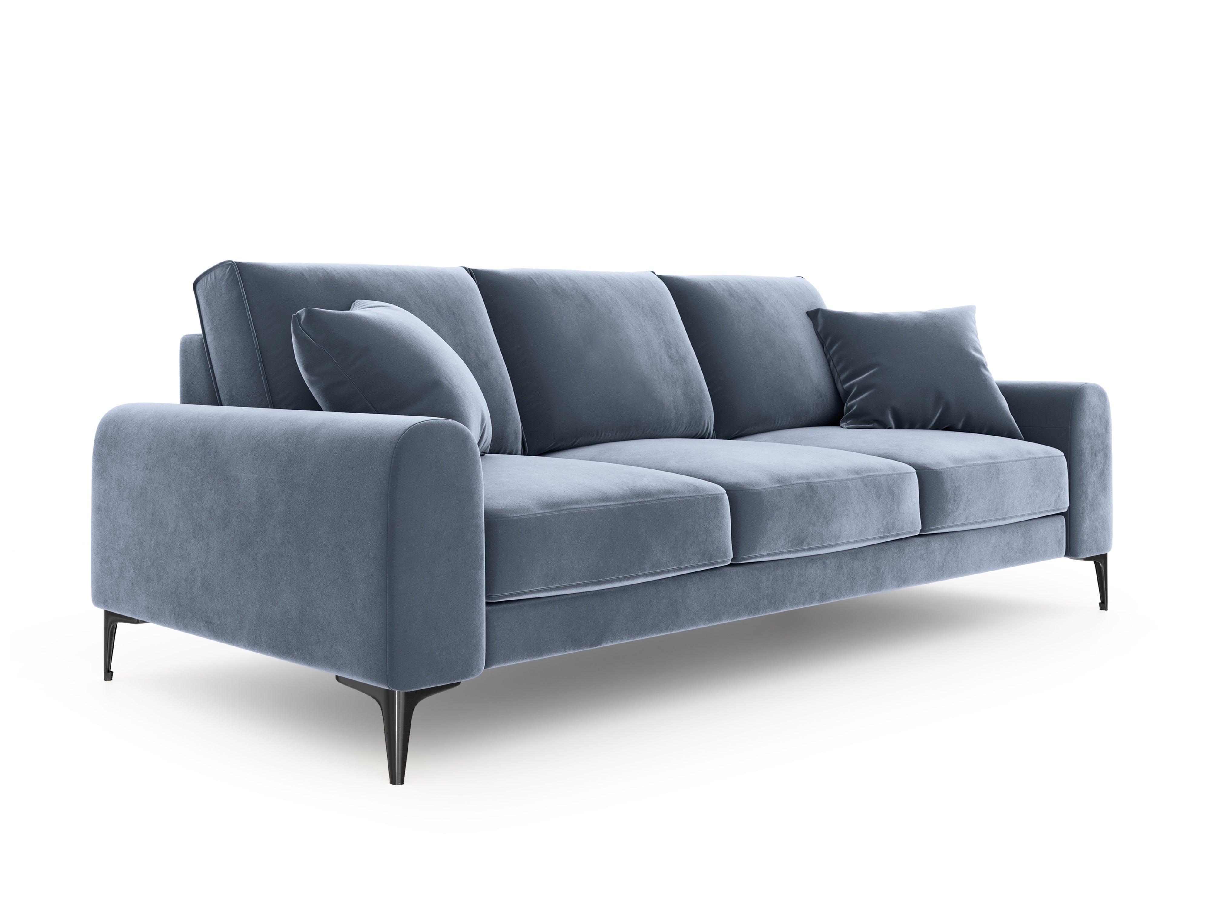 Sofa aksamitna 4-osobowa MADARA jasnoniebieski z czarną podstawą Mazzini Sofas    Eye on Design