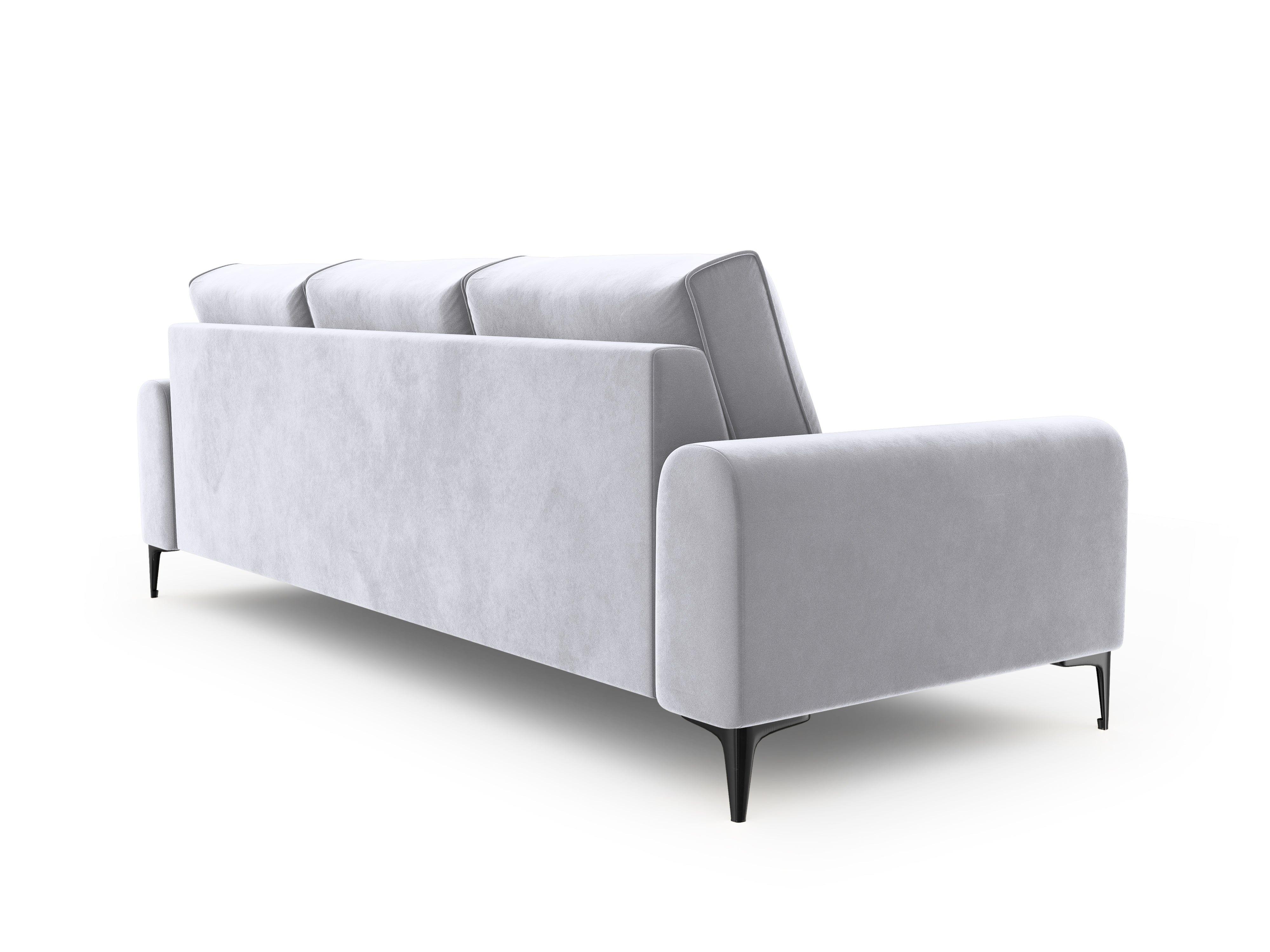 Sofa aksamitna 4-osobowa MADARA srebrny z czarną podstawą Mazzini Sofas    Eye on Design