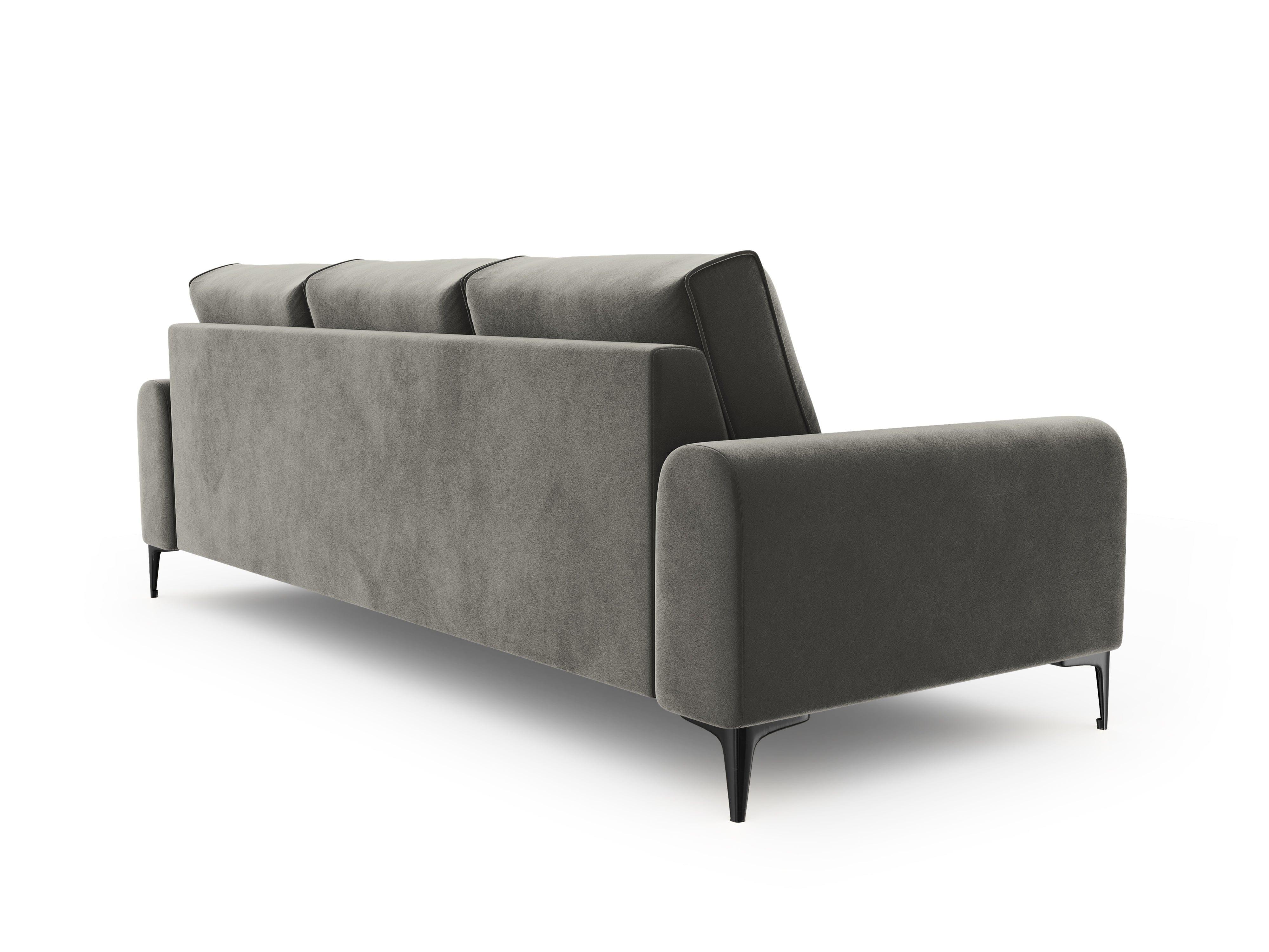 Sofa aksamitna 4-osobowa MADARA szary z czarną podstawą Mazzini Sofas    Eye on Design