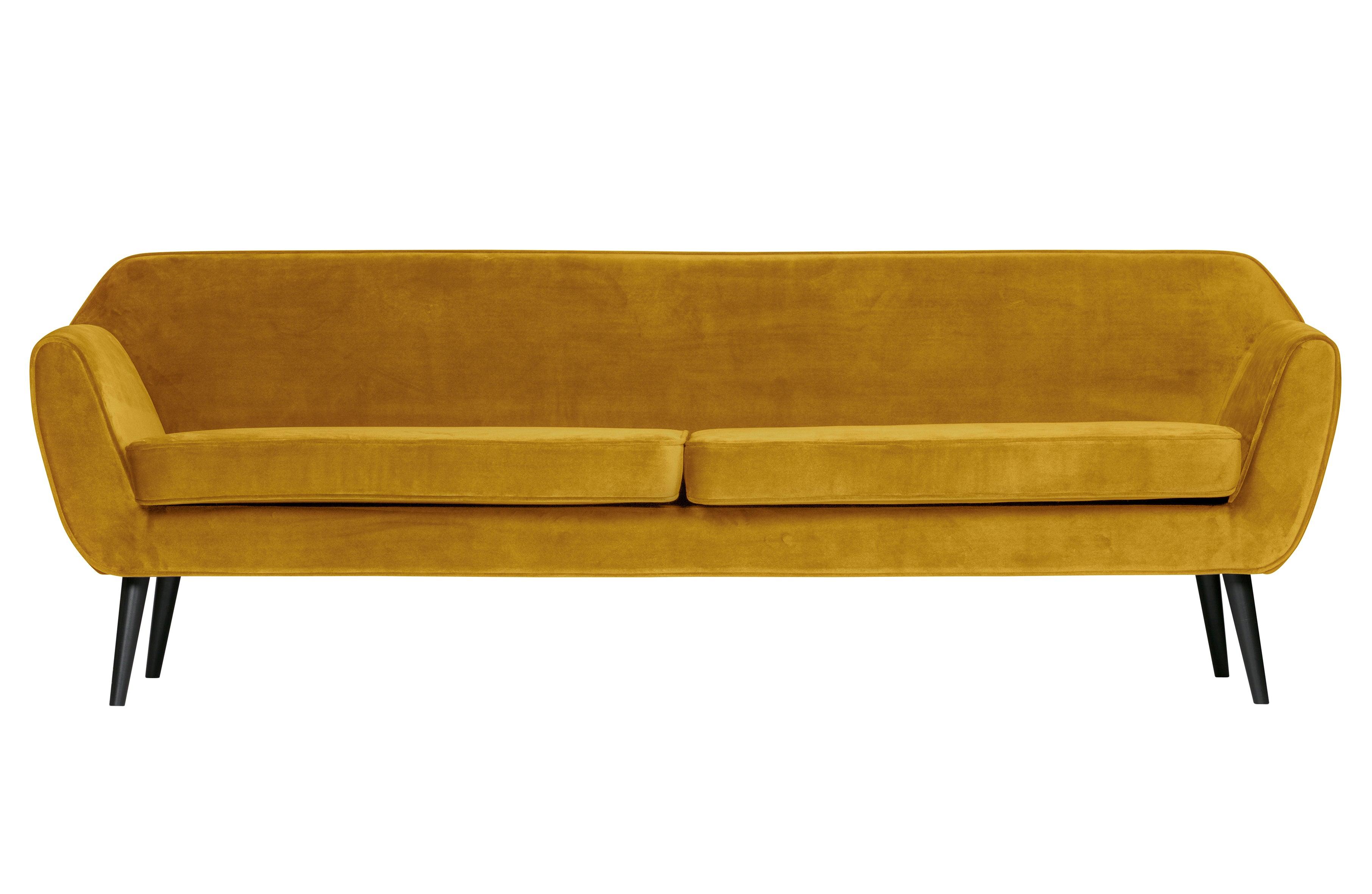 Sofa aksamitna 4-osobowa ROCCO musztardowy Woood    Eye on Design