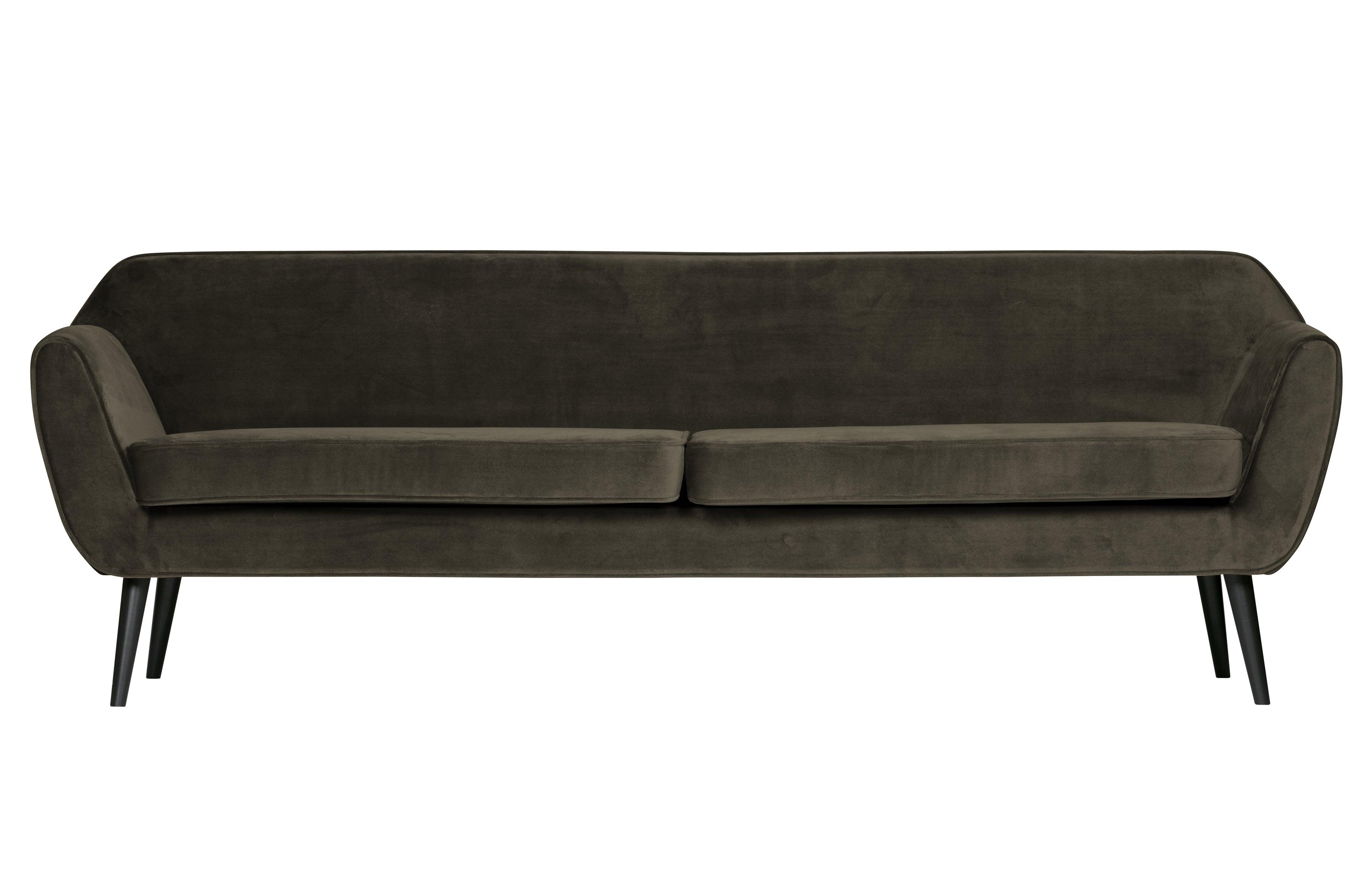 Sofa aksamitna 4-osobowa ROCCO oliwkowy Woood    Eye on Design