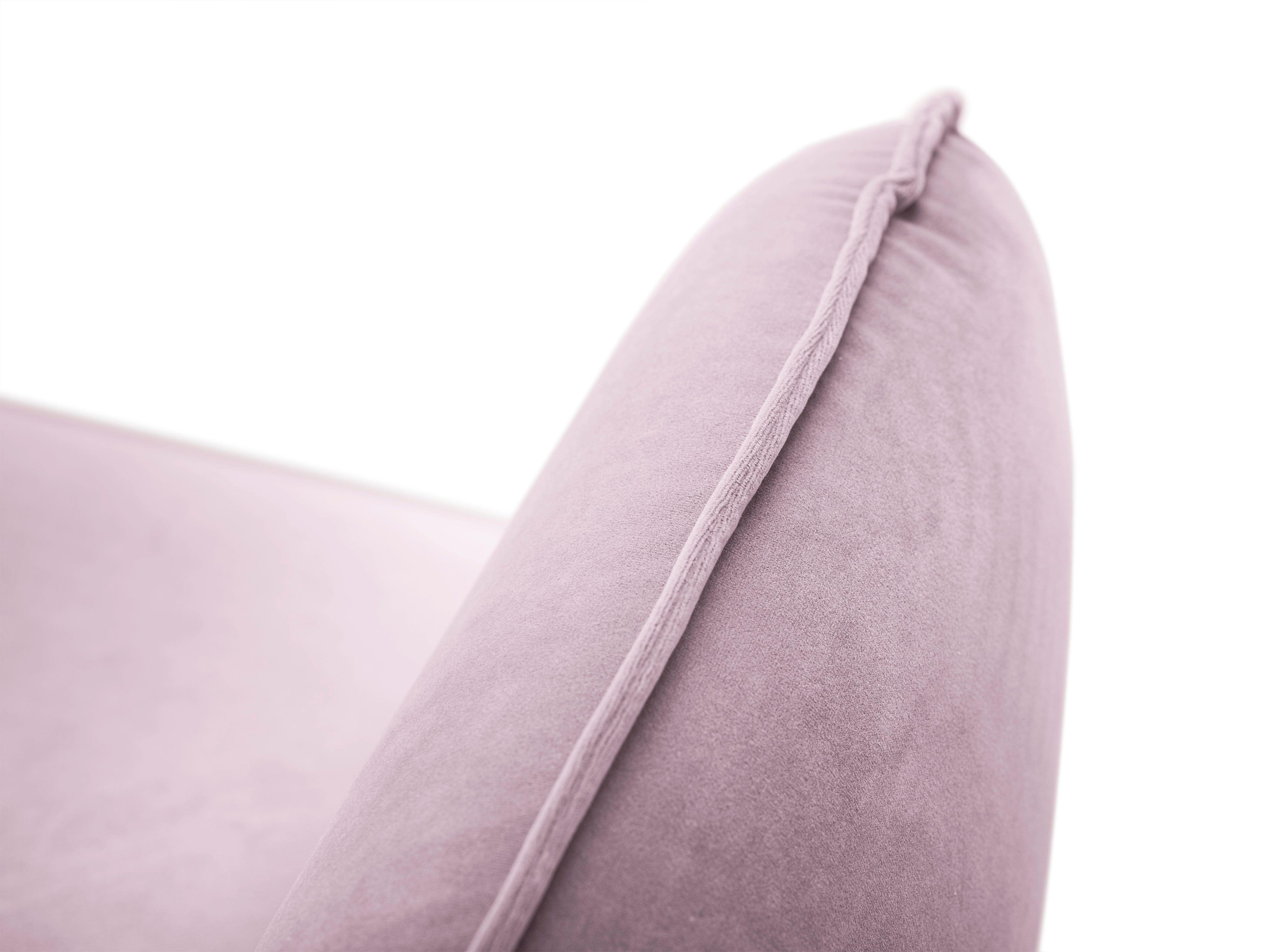 Sofa aksamitna 4-osobowa VIENNA pudrowy róż ze złotą podstawą Cosmopolitan Design    Eye on Design