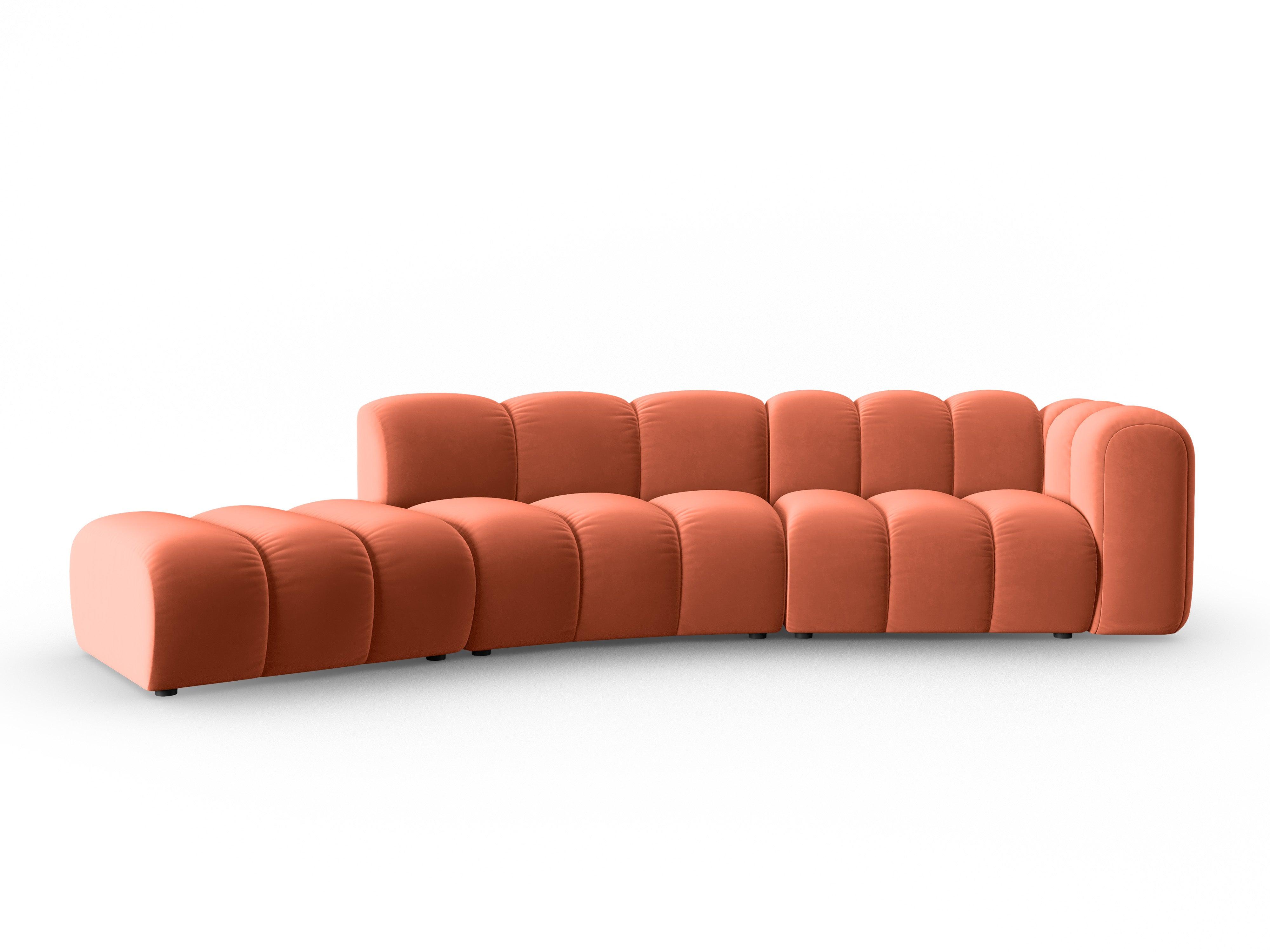 Sofa aksamitna 5-osobowa lewostronna SKYLER koralowy Interieurs 86    Eye on Design