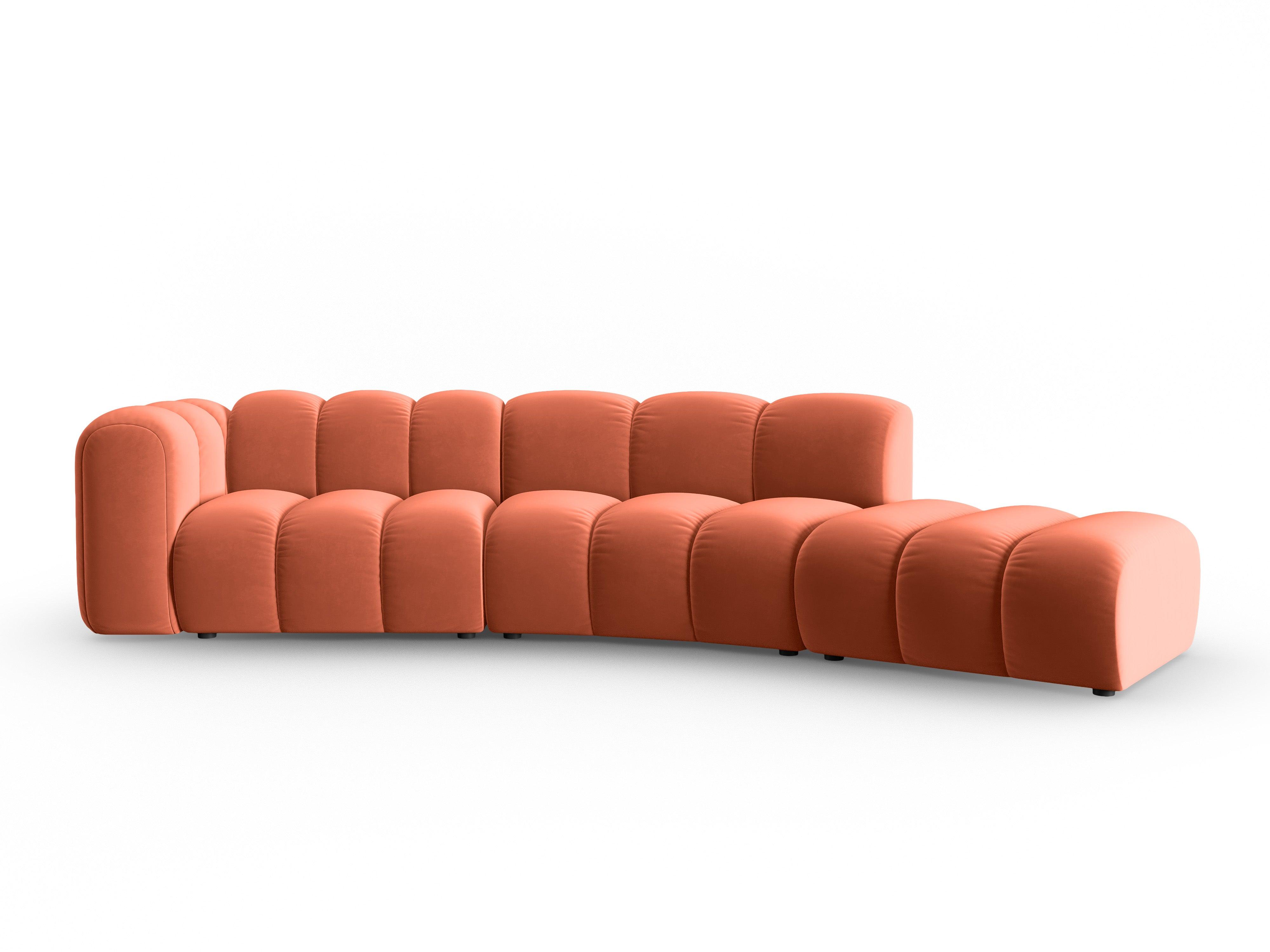 Sofa aksamitna 5-osobowa prawostronna SKYLER koralowy Interieurs 86    Eye on Design