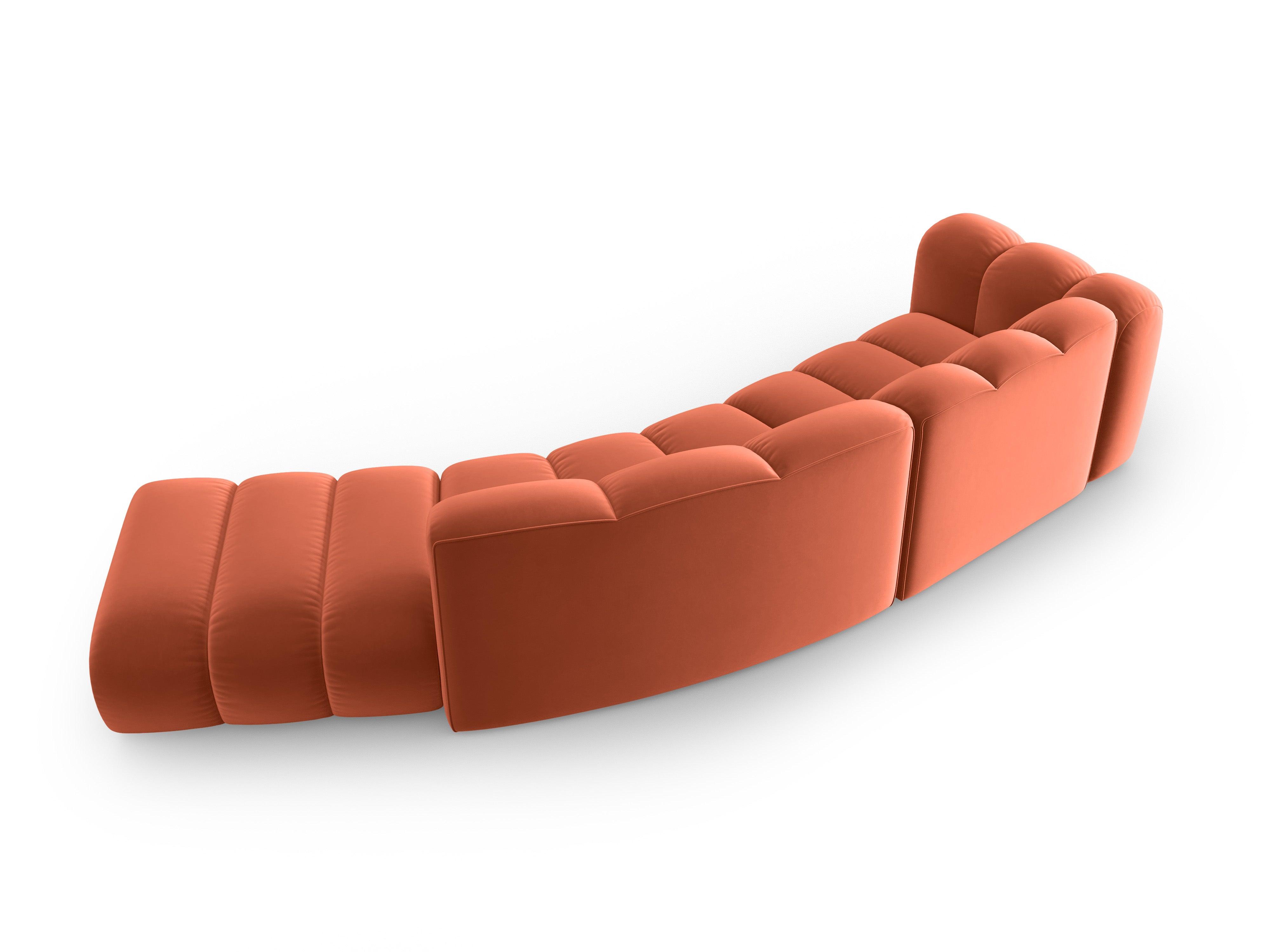 Sofa aksamitna 5-osobowa prawostronna SKYLER koralowy Interieurs 86    Eye on Design