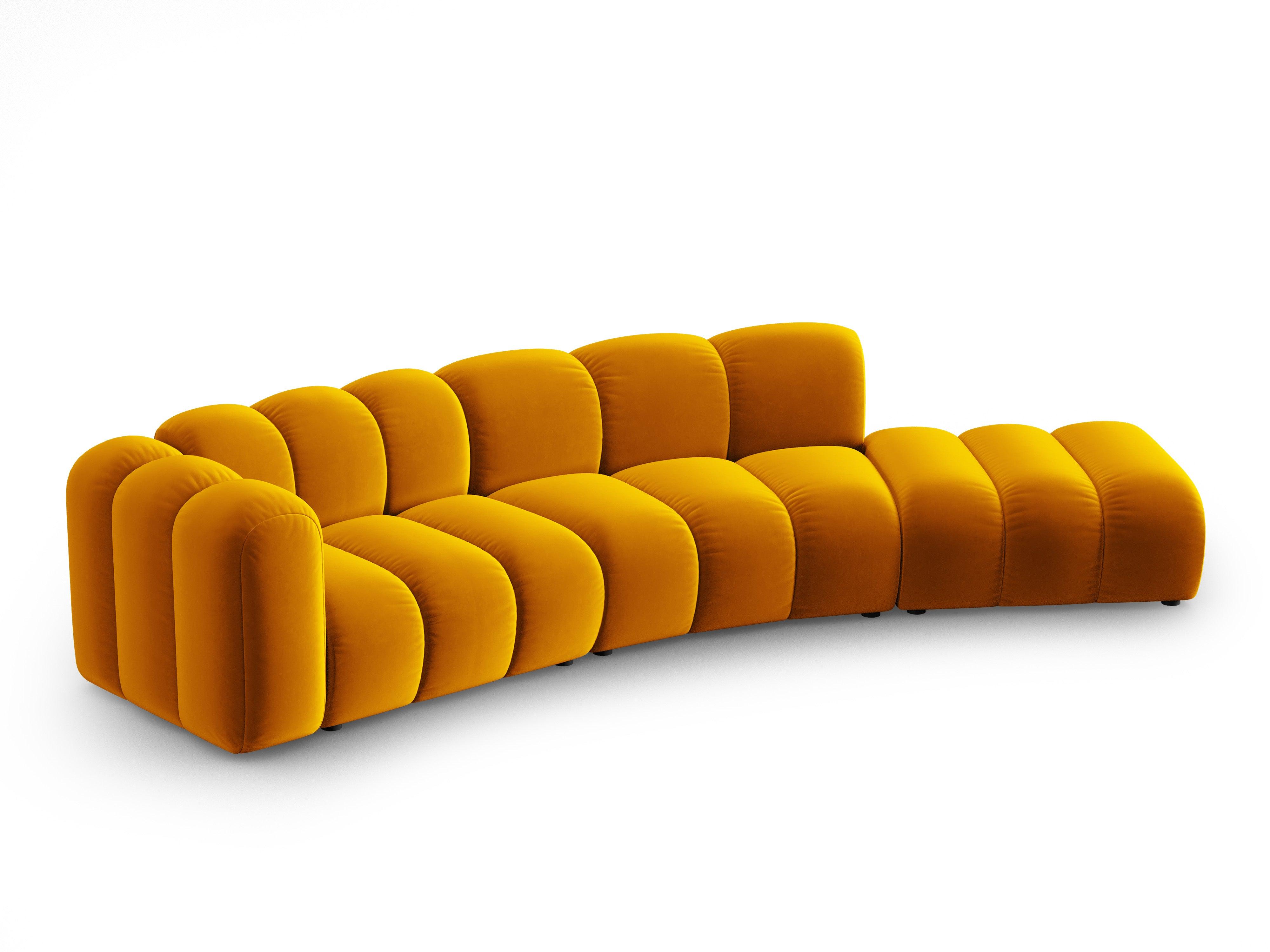 Sofa aksamitna 5-osobowa prawostronna SKYLER musztardowy Interieurs 86    Eye on Design