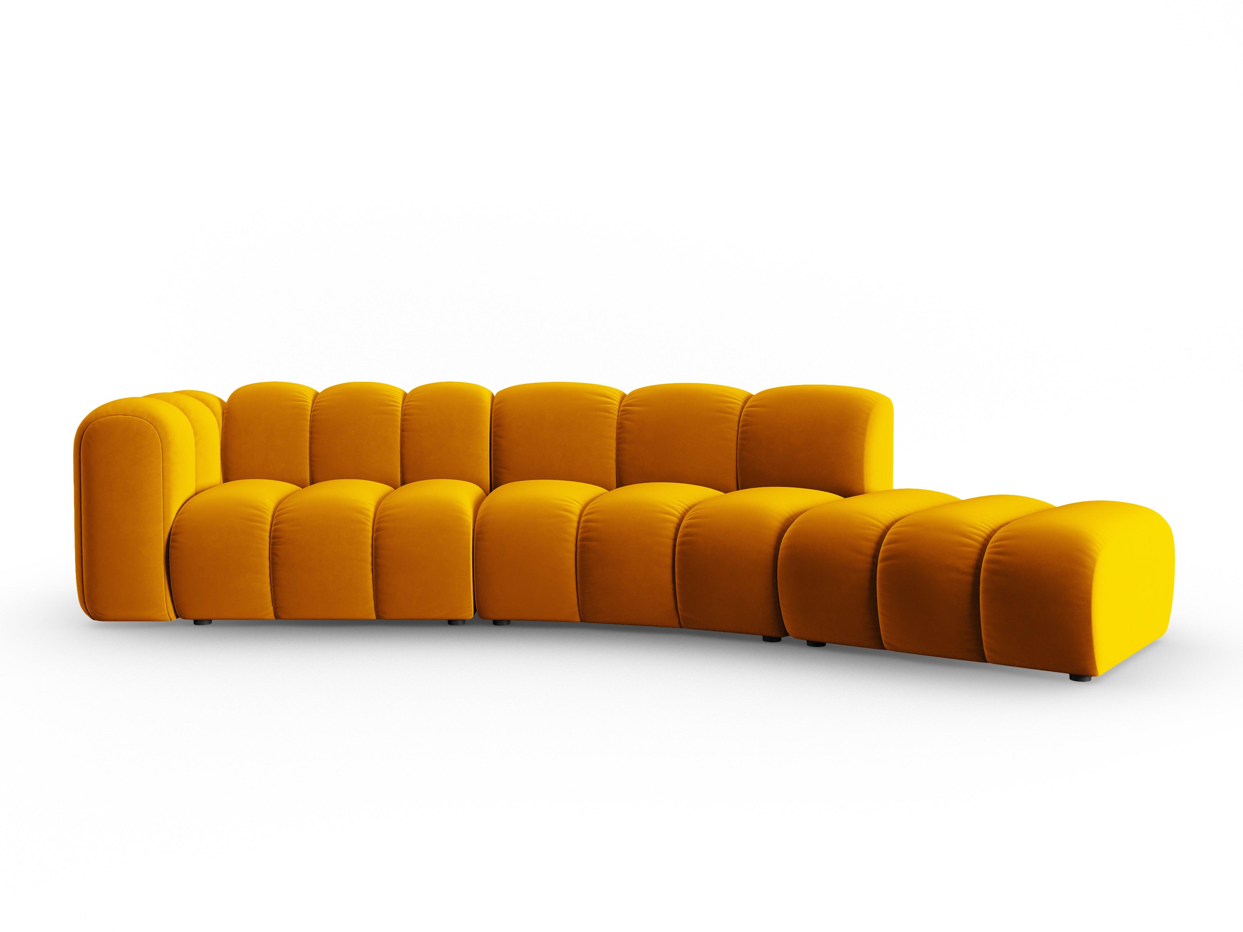 Sofa aksamitna 5-osobowa prawostronna SKYLER musztardowy Interieurs 86    Eye on Design