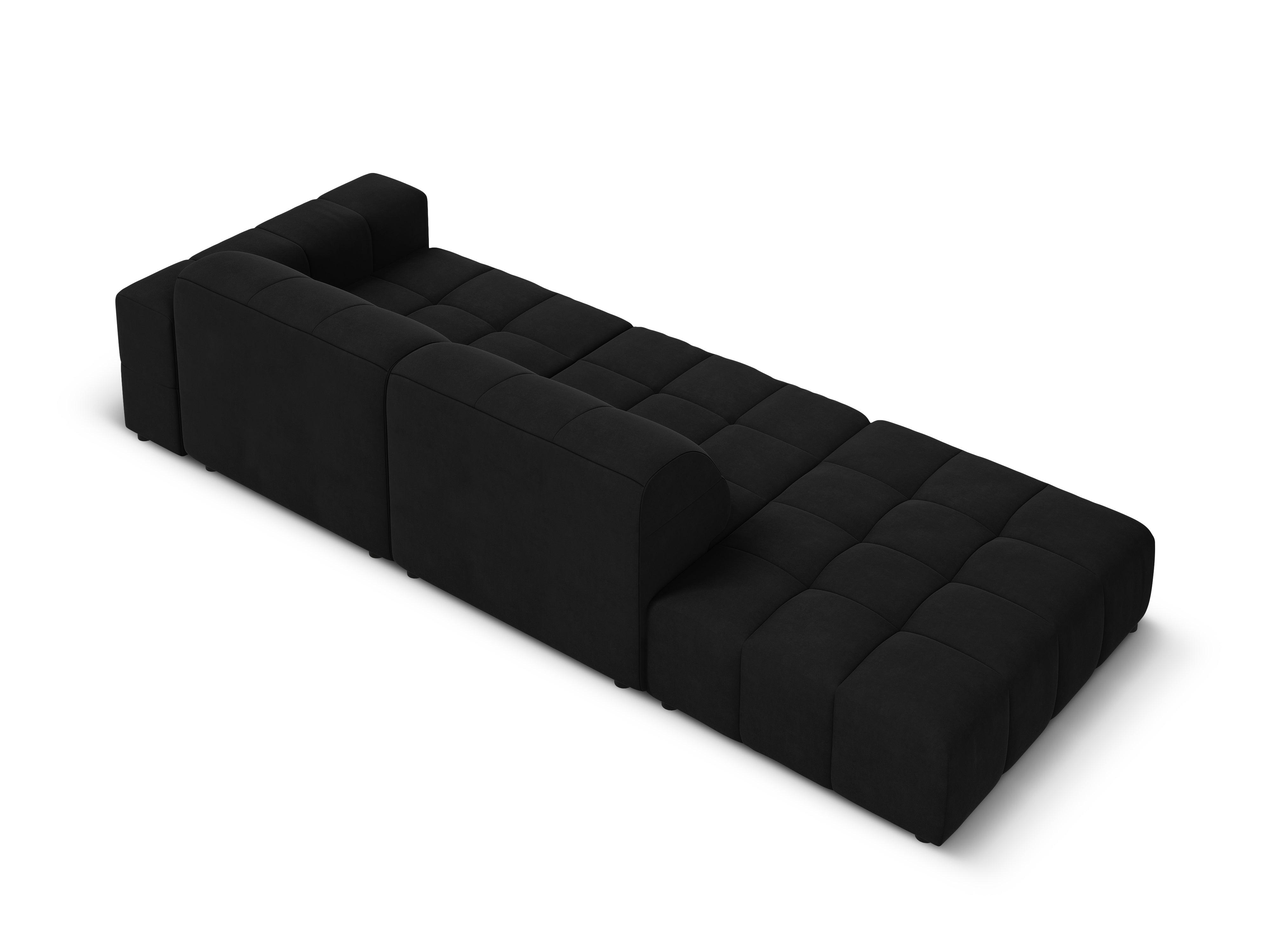 Sofa aksamitna lewostronna 3-osobowa CHICAGO czarny Cosmopolitan Design    Eye on Design