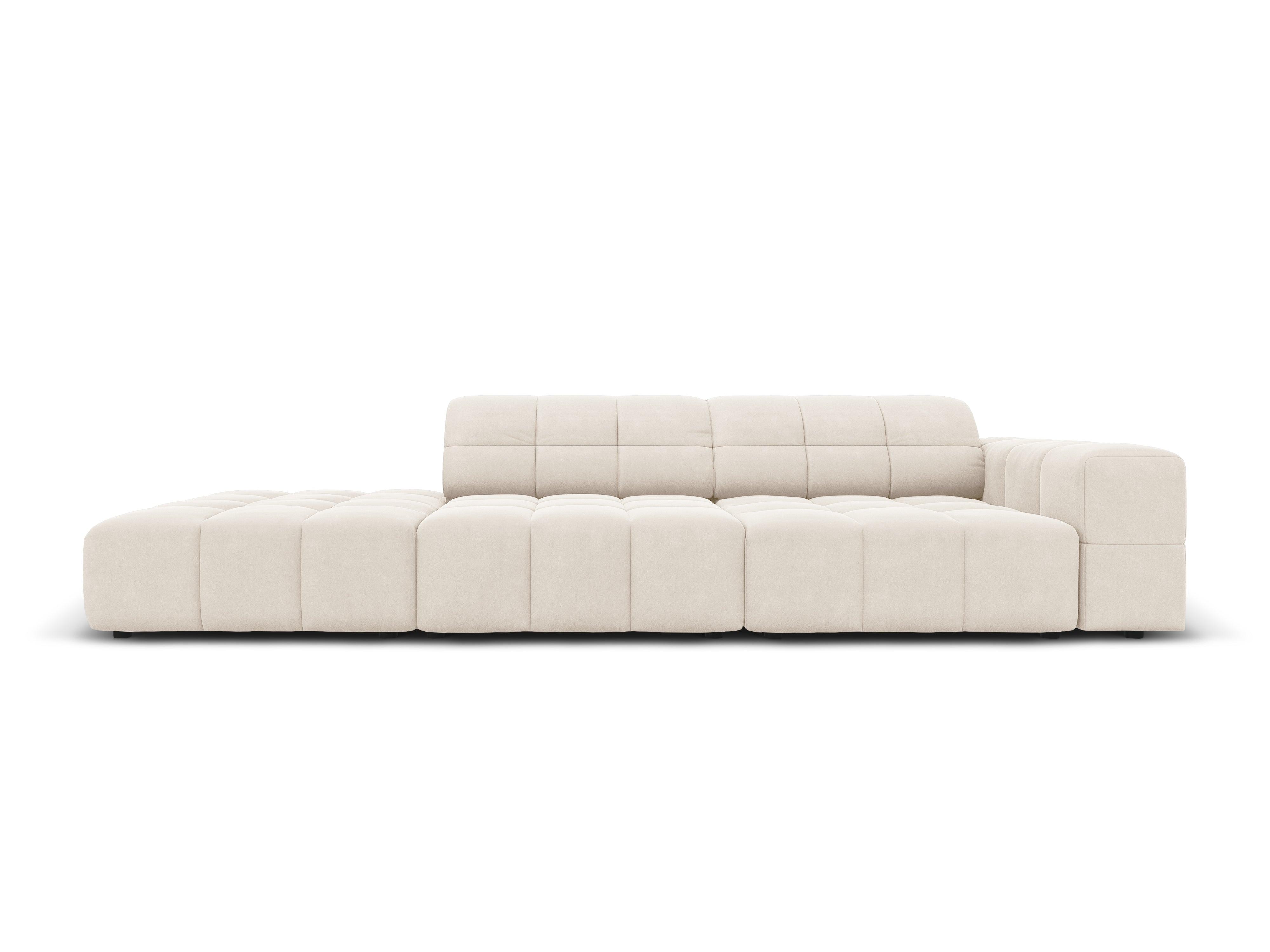 Sofa aksamitna lewostronna 3-osobowa CHICAGO jasnobeżowy Cosmopolitan Design    Eye on Design