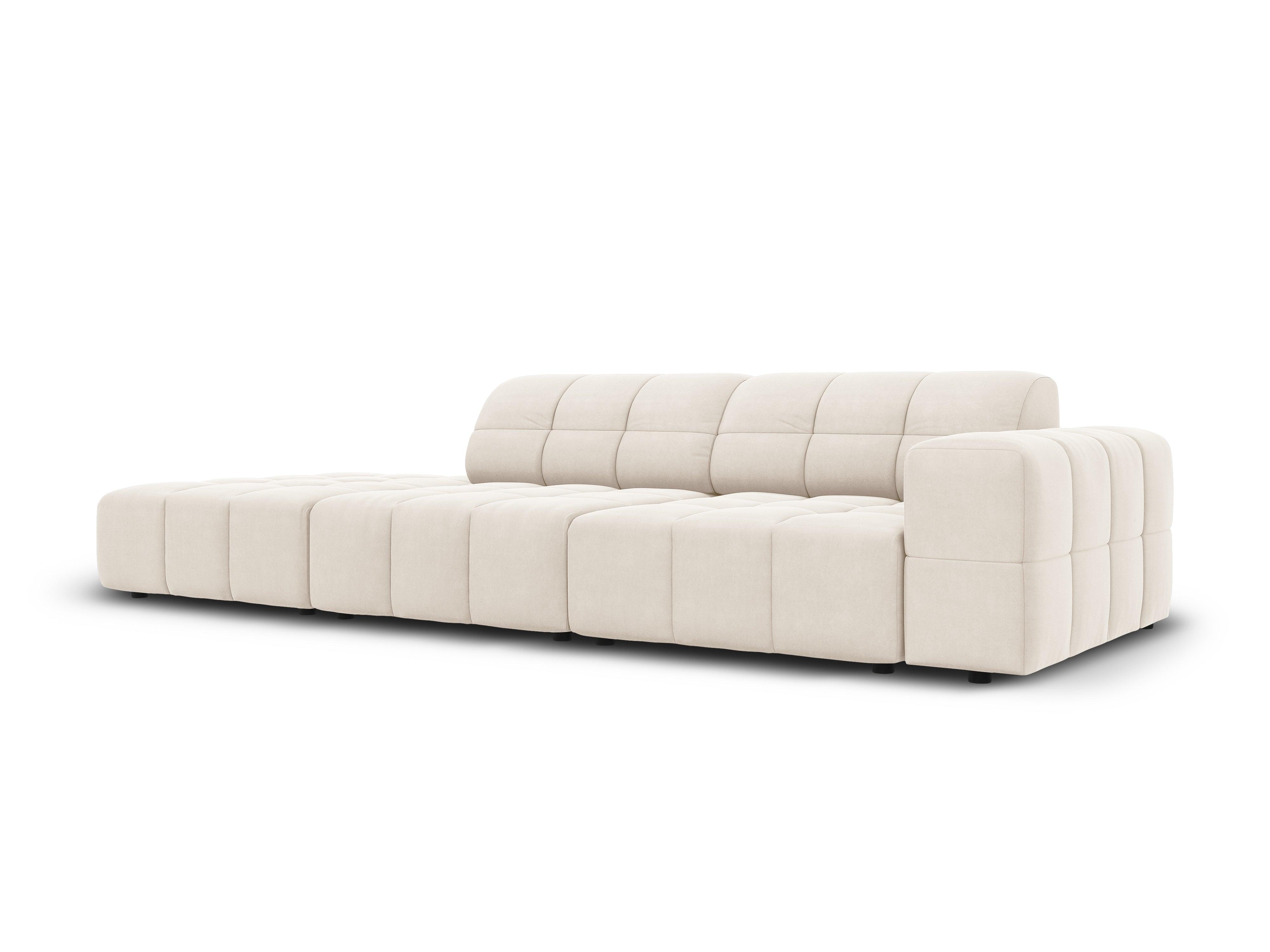 Sofa aksamitna lewostronna 3-osobowa CHICAGO jasnobeżowy Cosmopolitan Design    Eye on Design