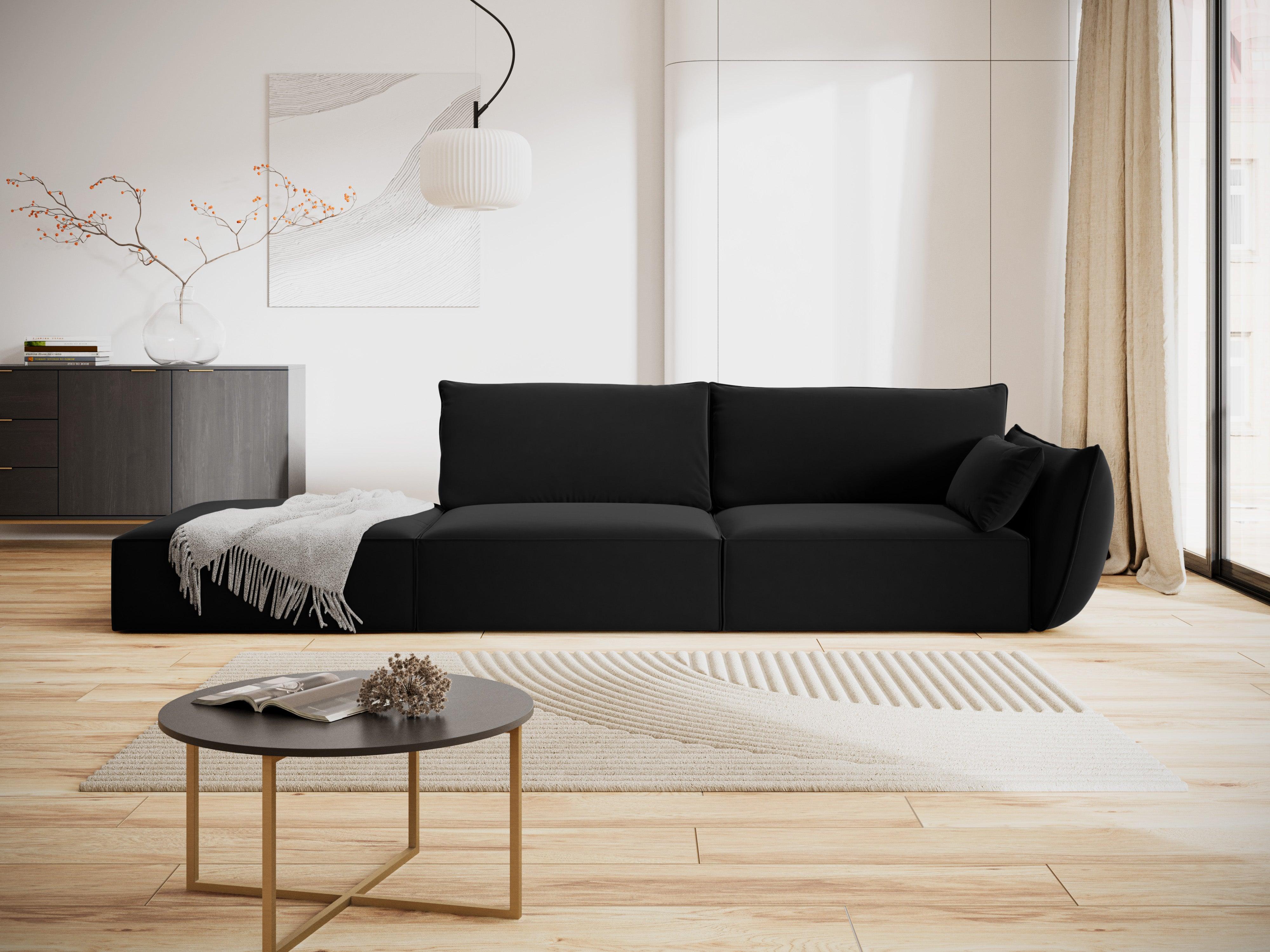 Sofa aksamitna lewostronna otwarta VANDA czarny Mazzini Sofas    Eye on Design