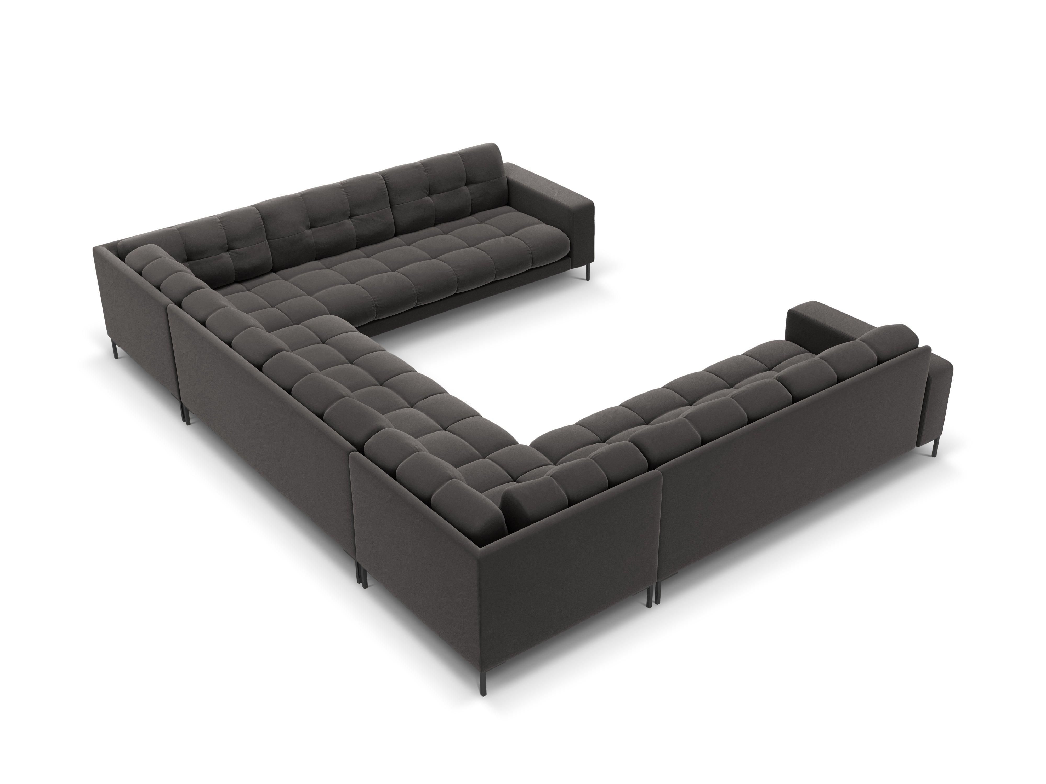 Sofa aksamitna panoramiczna 9-osobowa BALI ciemnoszary z czarną podstawą Cosmopolitan Design    Eye on Design