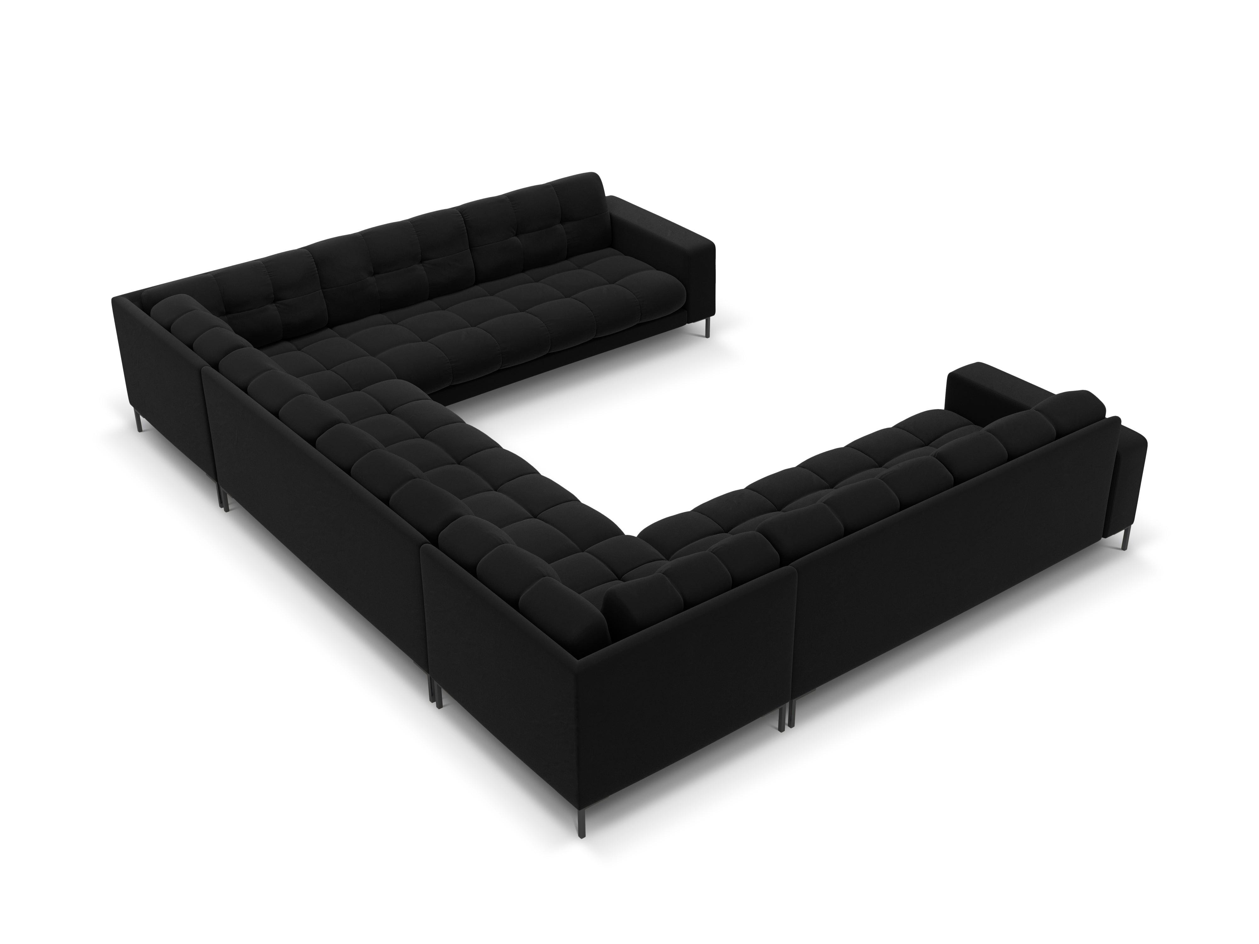 Sofa aksamitna panoramiczna 9-osobowa BALI czarny z czarną podstawą Cosmopolitan Design    Eye on Design