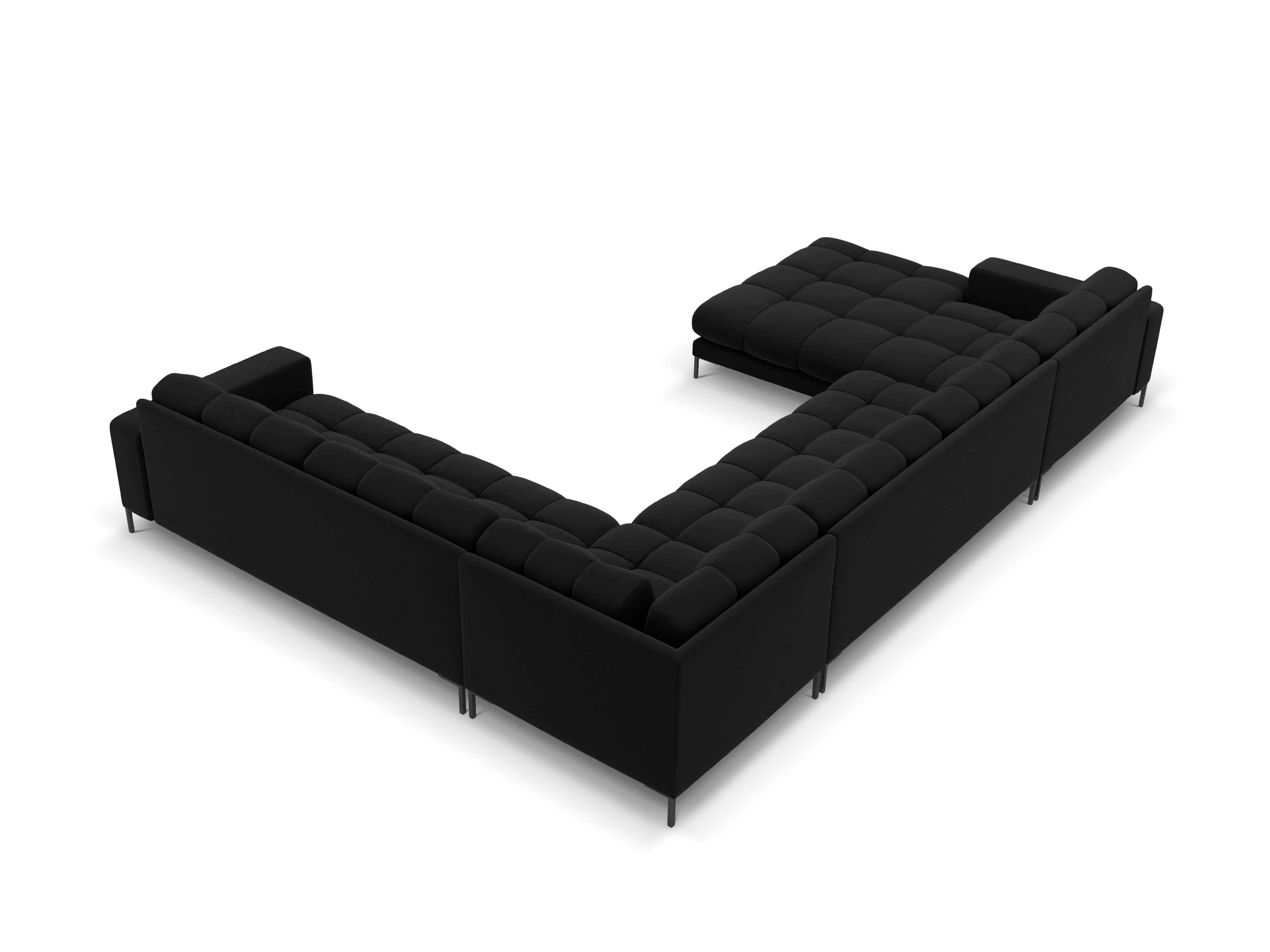 Sofa aksamitna panoramiczna prawostronna 7-osobowa BALI czarny z czarną podstawą Cosmopolitan Design    Eye on Design