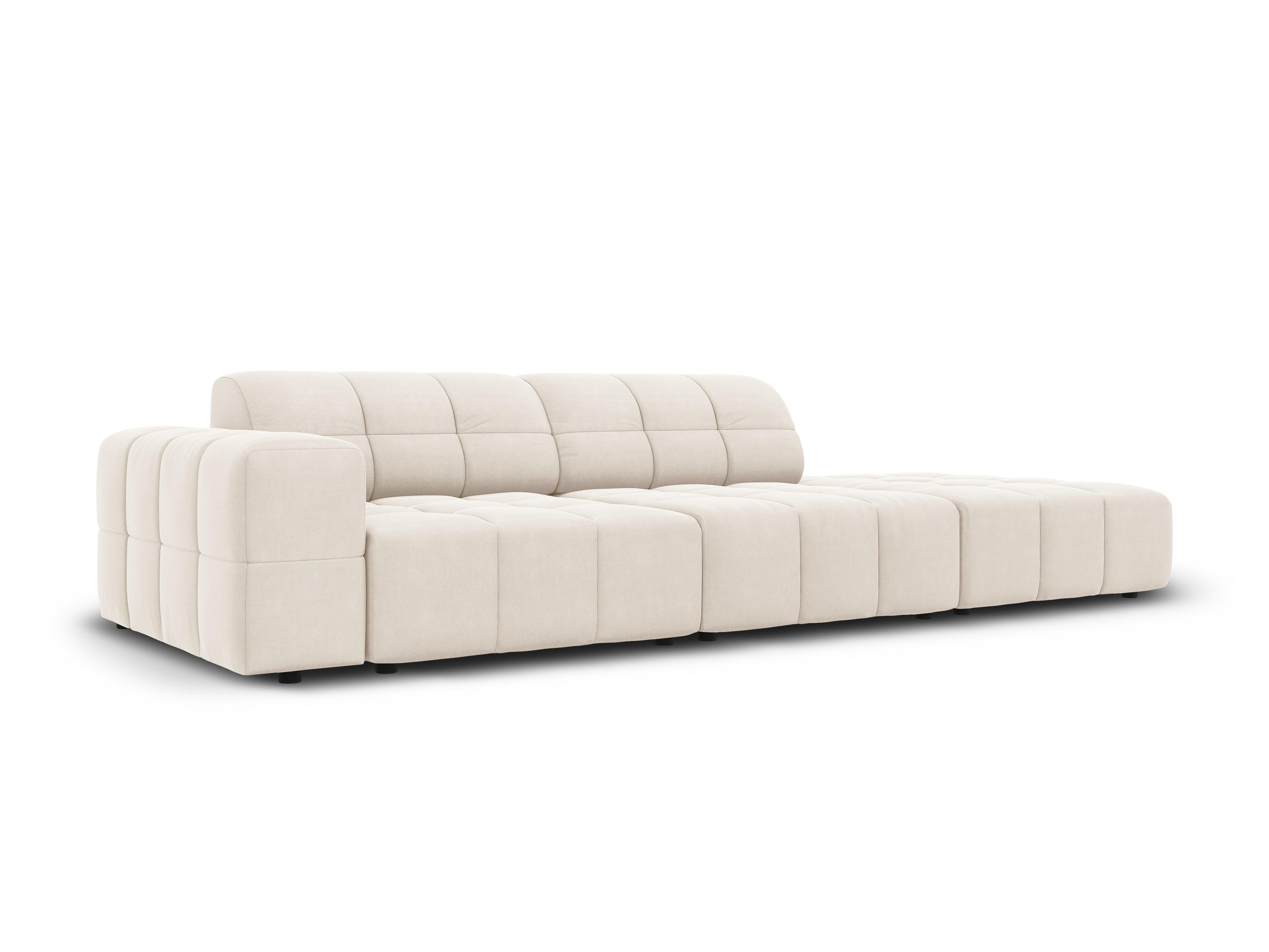 Sofa aksamitna prawostronna 3-osobowa CHICAGO jasnobeżowy Cosmopolitan Design    Eye on Design