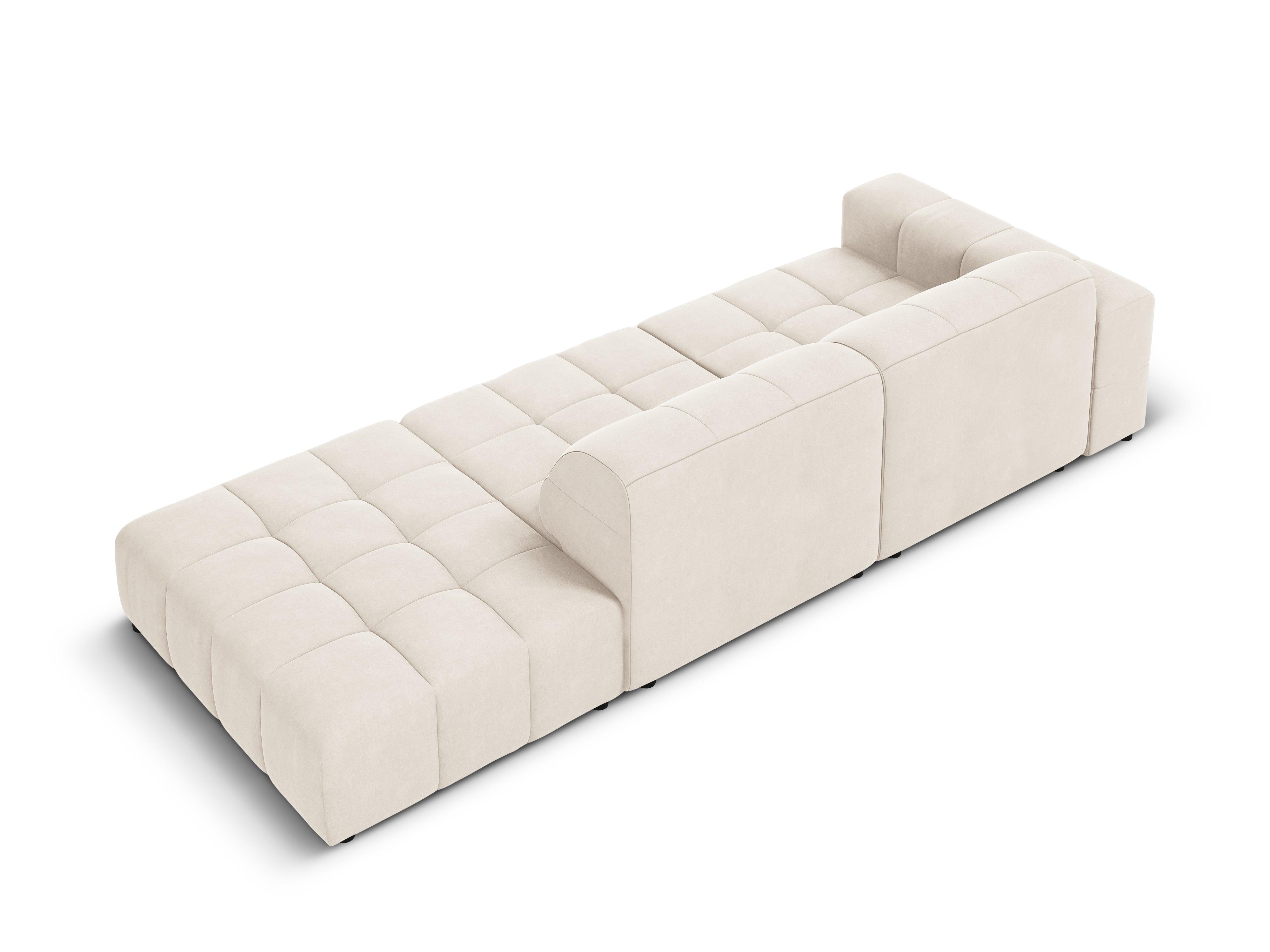 Sofa aksamitna prawostronna 3-osobowa CHICAGO jasnobeżowy Cosmopolitan Design    Eye on Design