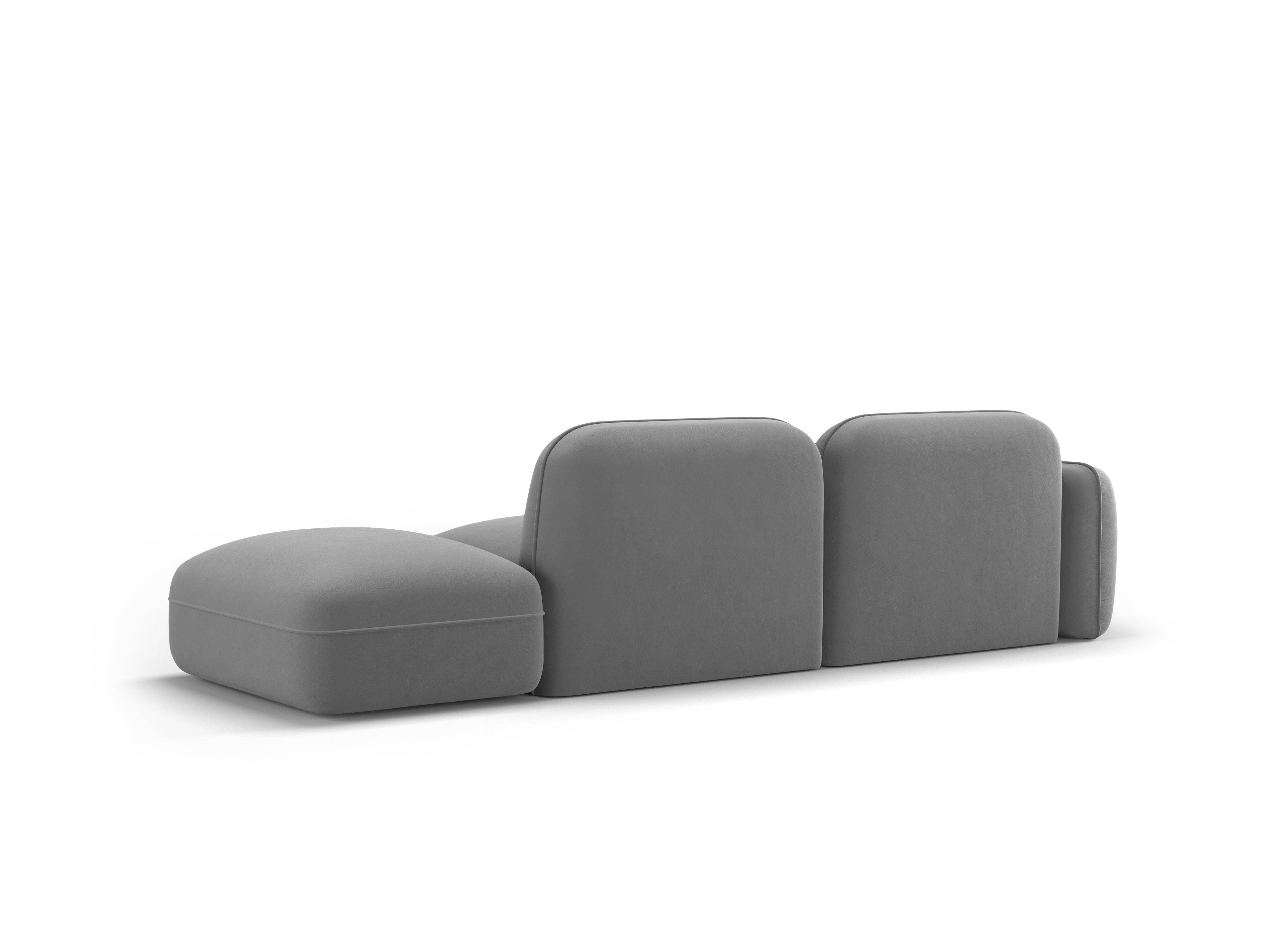 Sofa modułowa aksamitna prawostronna 3-osobowa SYDNEY jasnoszary Cosmopolitan Design    Eye on Design