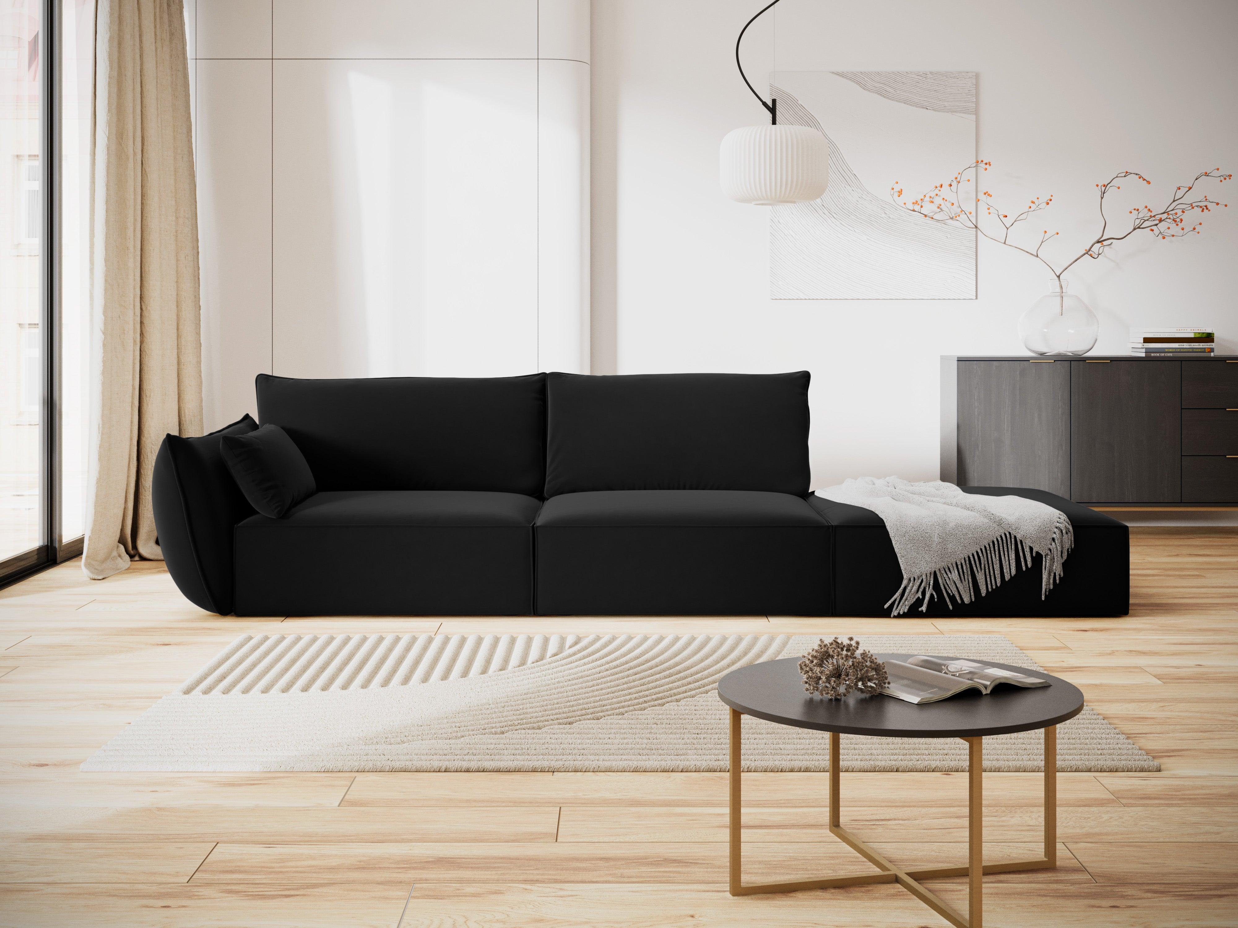 Sofa aksamitna prawostronna otwarta VANDA czarny Mazzini Sofas    Eye on Design