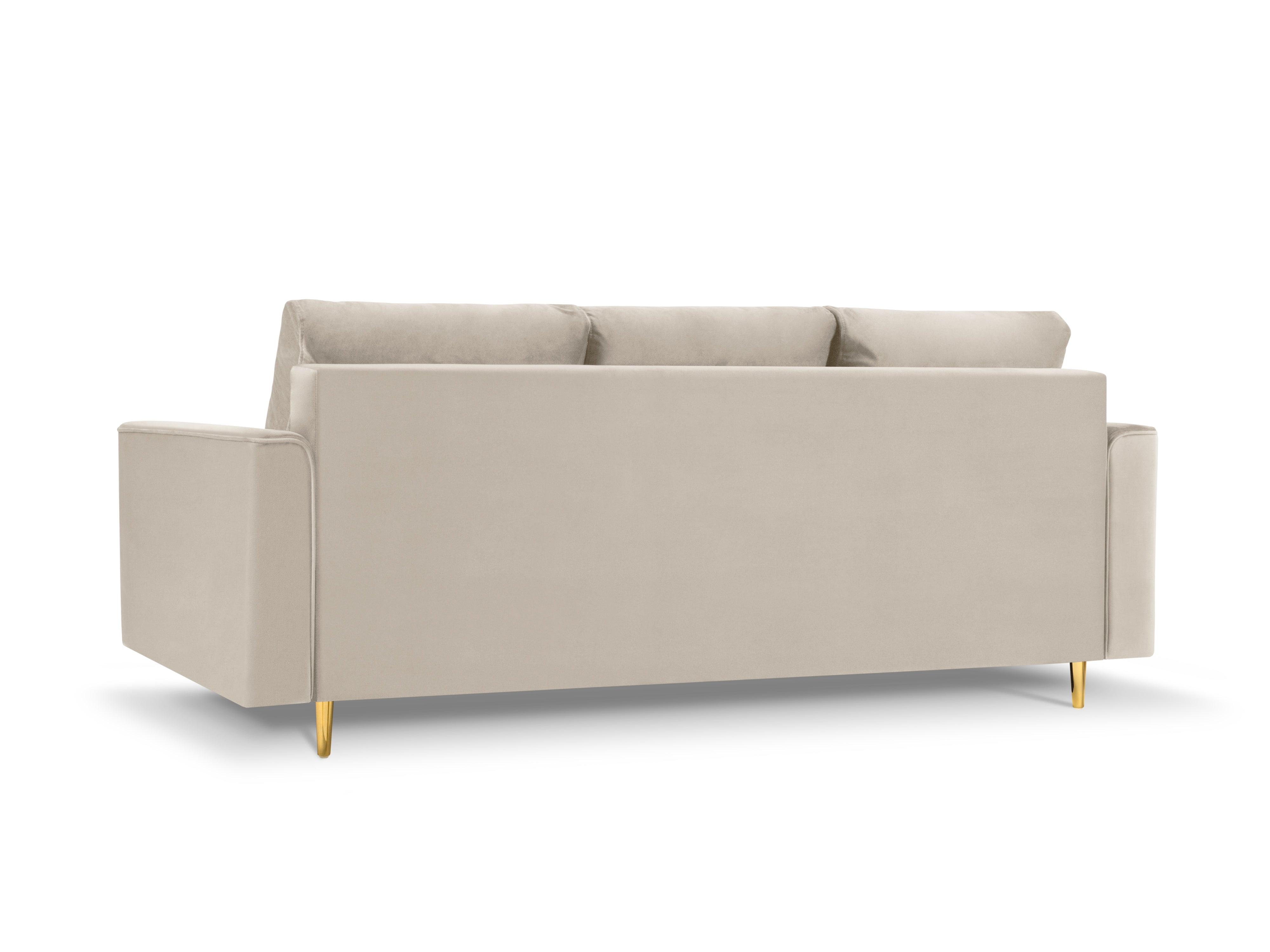 Sofa aksamitna z funkcją spania CARTADERA beżowy ze złotą podstawą Mazzini Sofas    Eye on Design