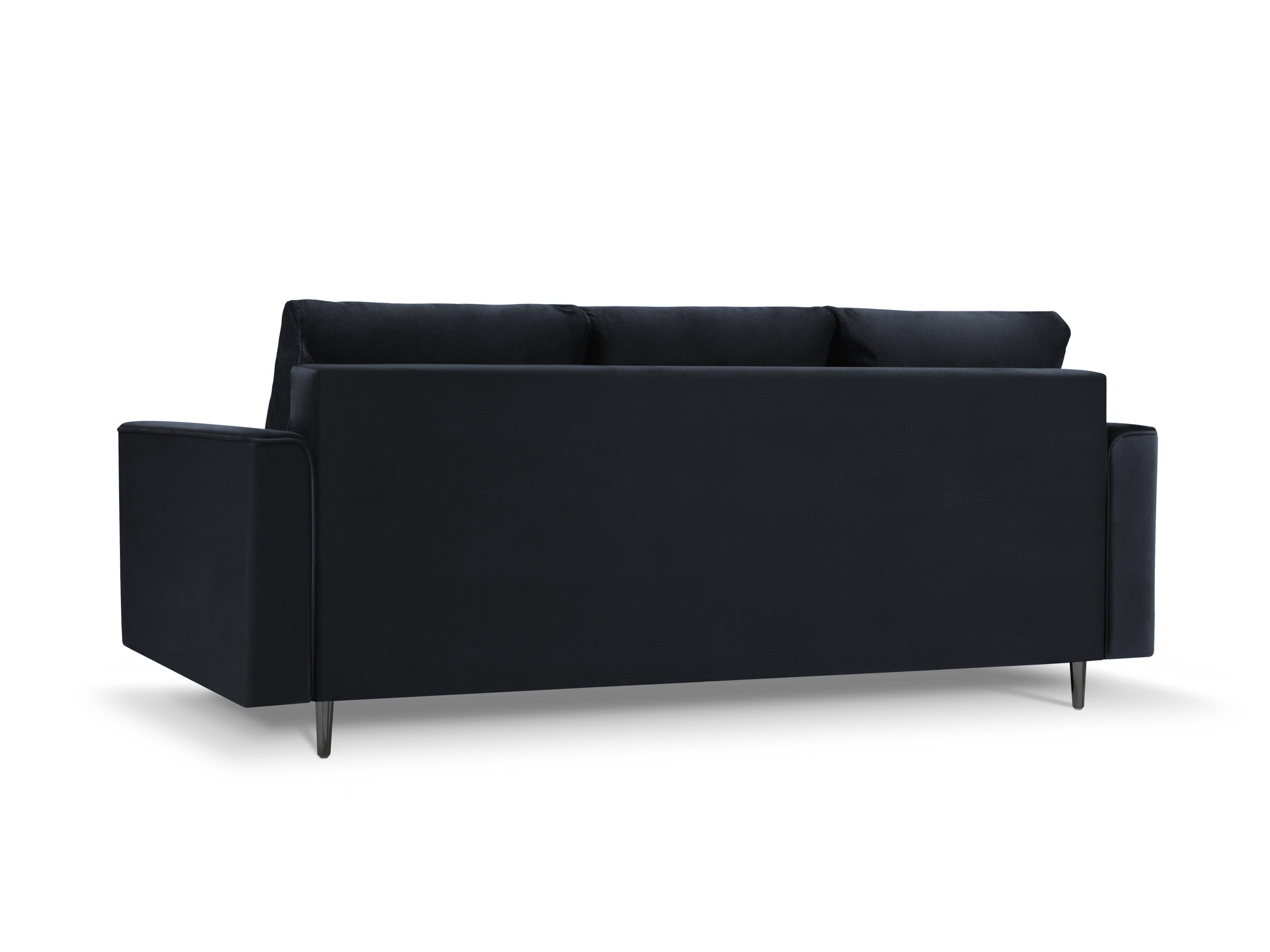 Sofa aksamitna z funkcją spania CARTADERA granatowy z czarną podstawą Mazzini Sofas    Eye on Design