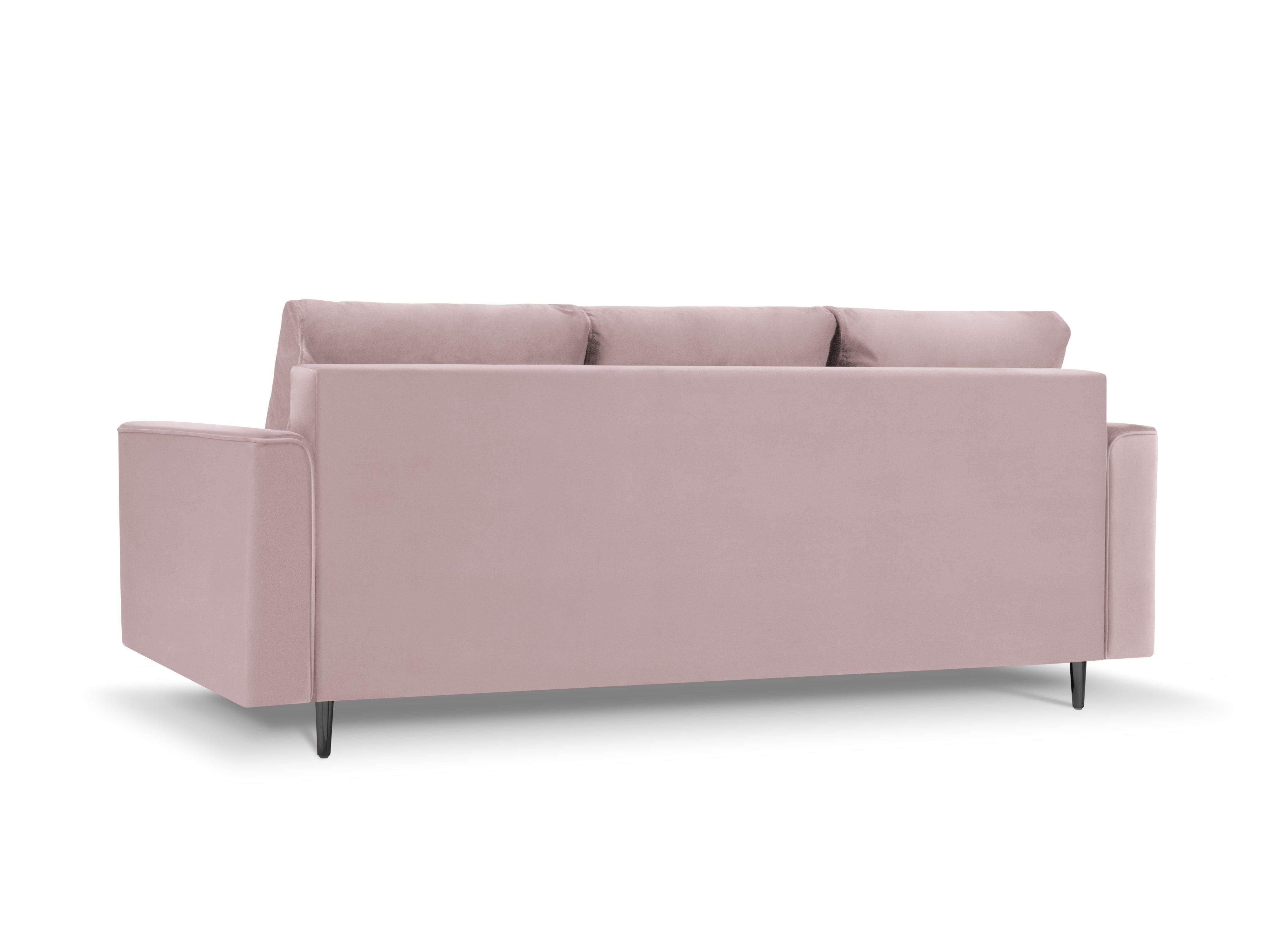 Sofa aksamitna z funkcją spania CARTADERA pudrowy róż z czarną podstawą Mazzini Sofas    Eye on Design