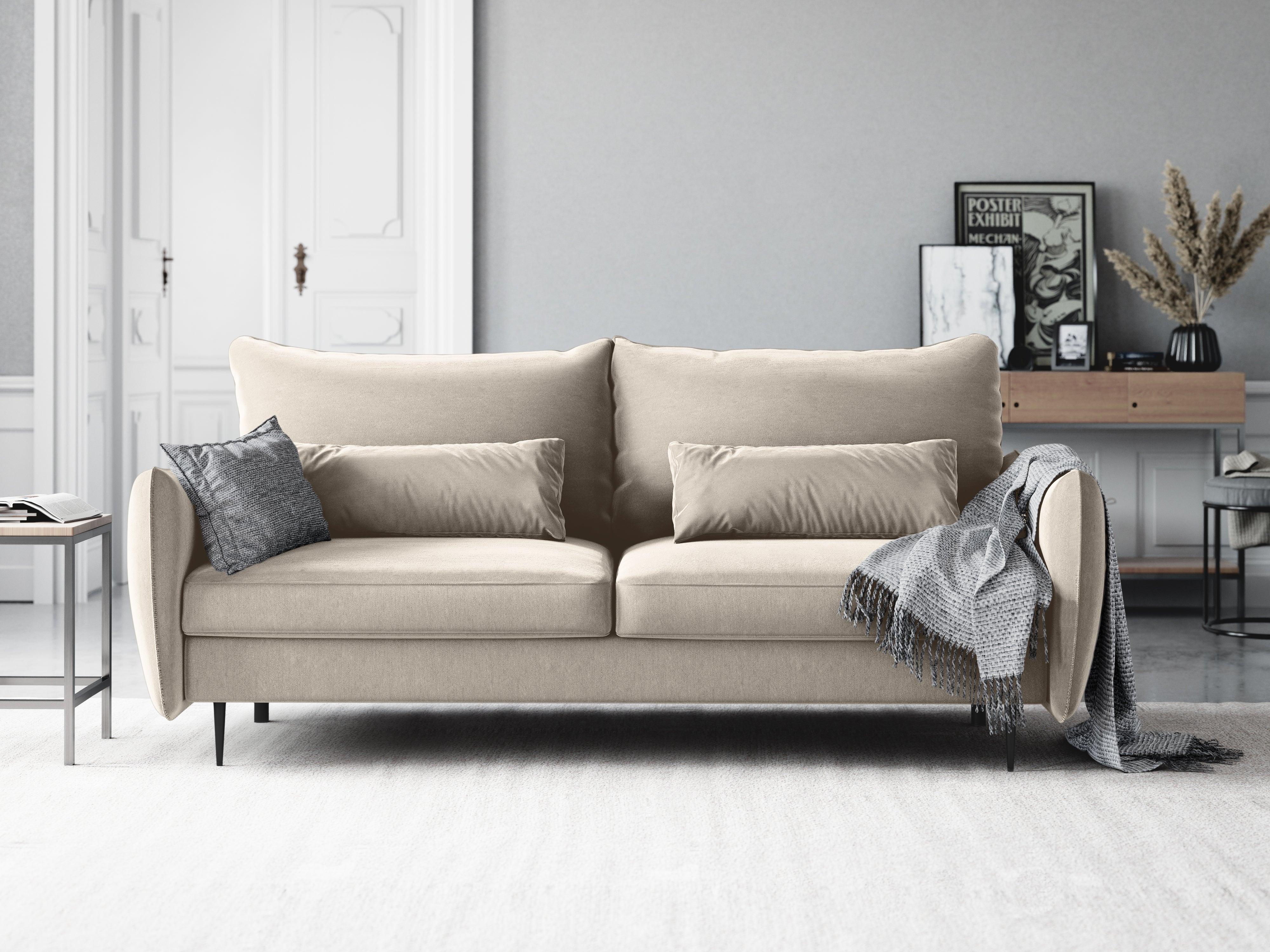 Sofa aksamitna z funkcją spania VERMONT beżowy Cosmopolitan Design    Eye on Design