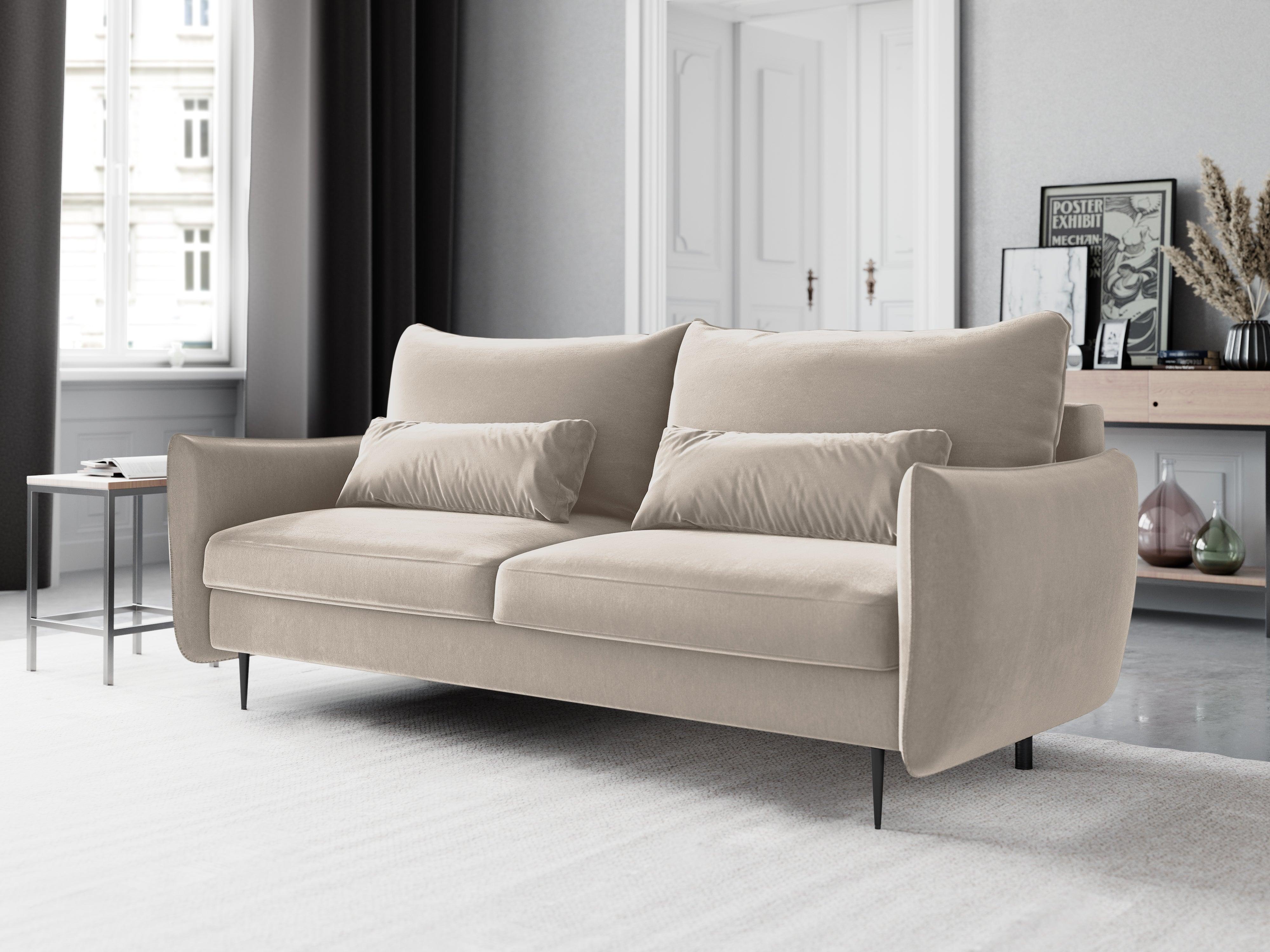 Sofa aksamitna z funkcją spania VERMONT beżowy Cosmopolitan Design    Eye on Design