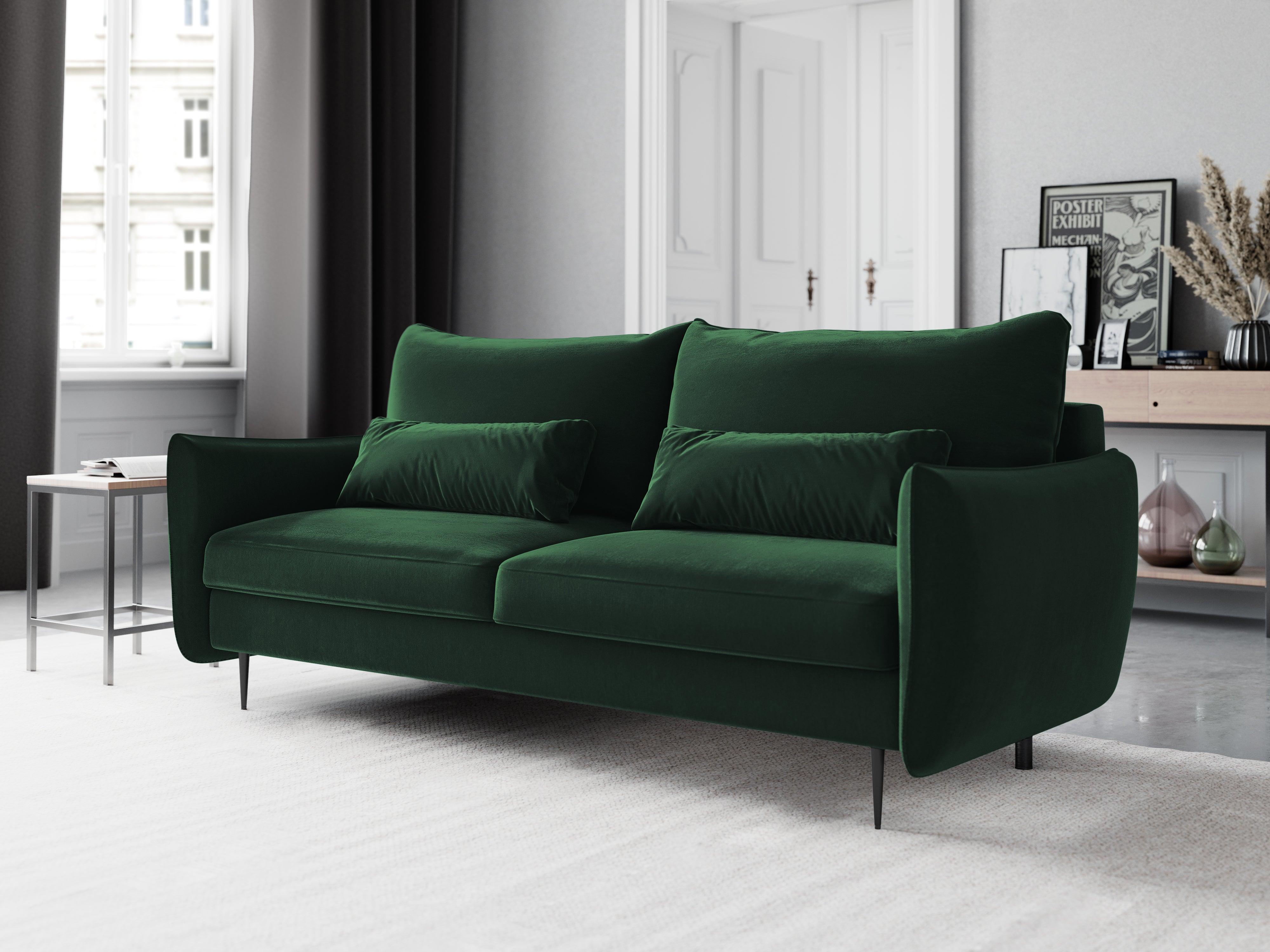 Sofa aksamitna z funkcją spania VERMONT butelkowa zieleń Cosmopolitan Design    Eye on Design