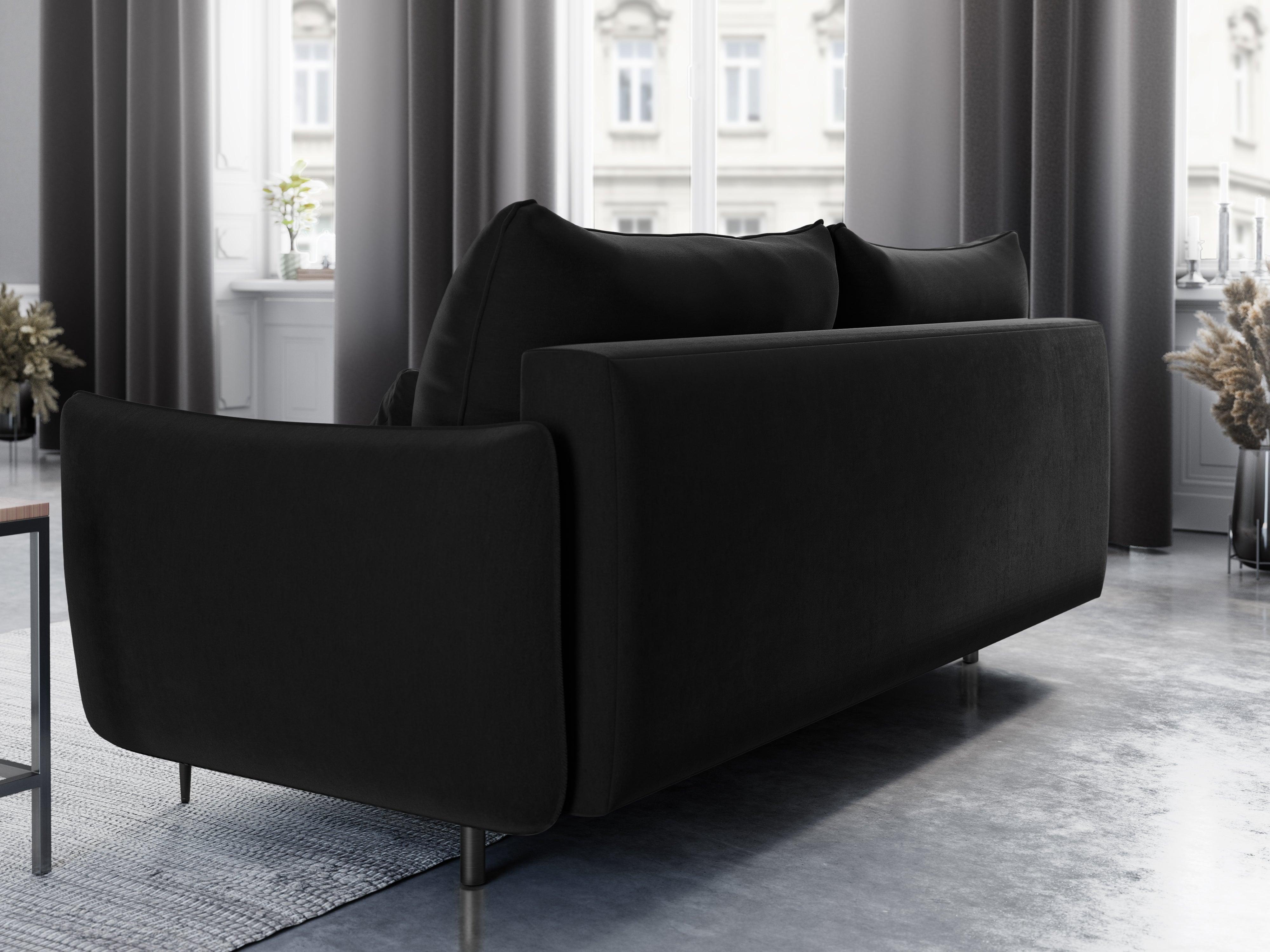 Sofa aksamitna z funkcją spania VERMONT czarny Cosmopolitan Design    Eye on Design