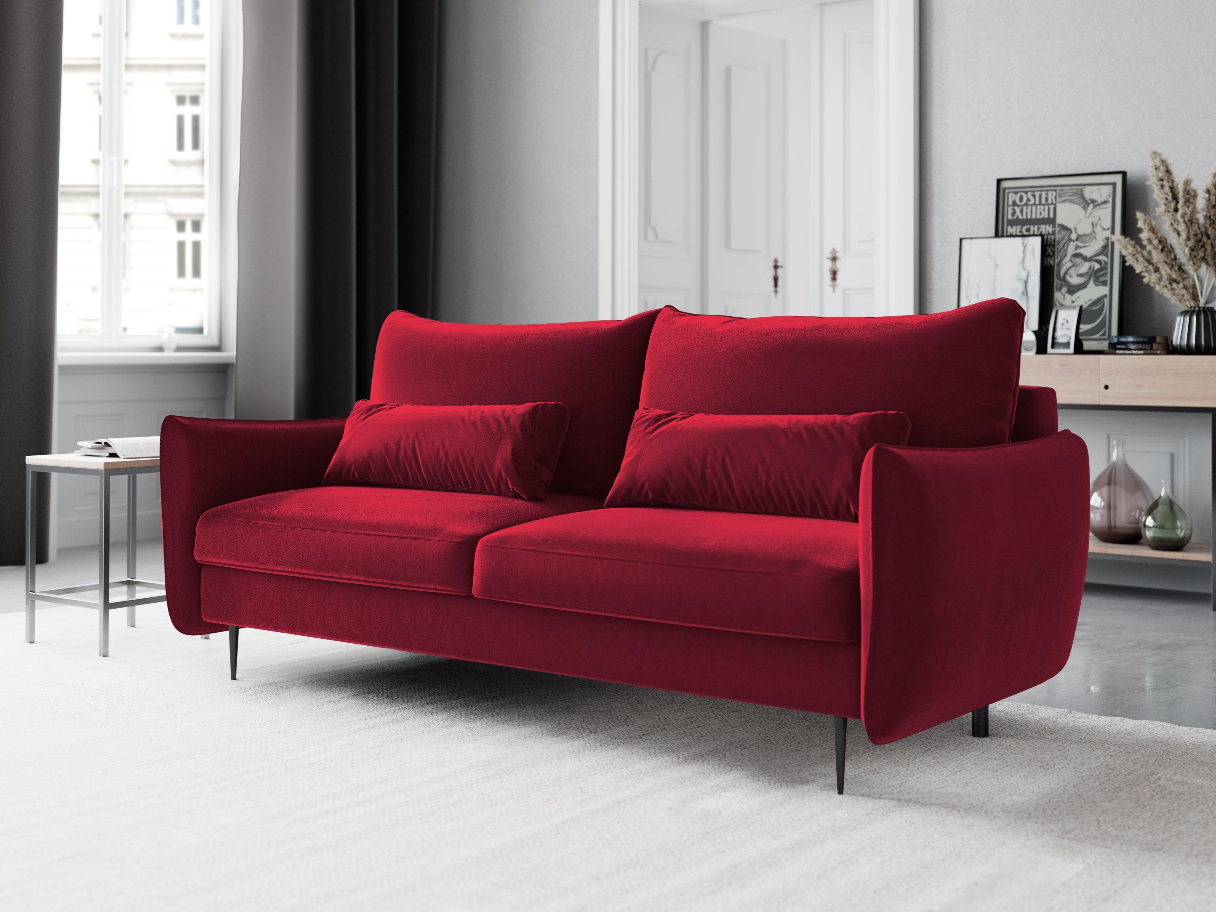 Sofa aksamitna z funkcją spania VERMONT czerwony Cosmopolitan Design    Eye on Design