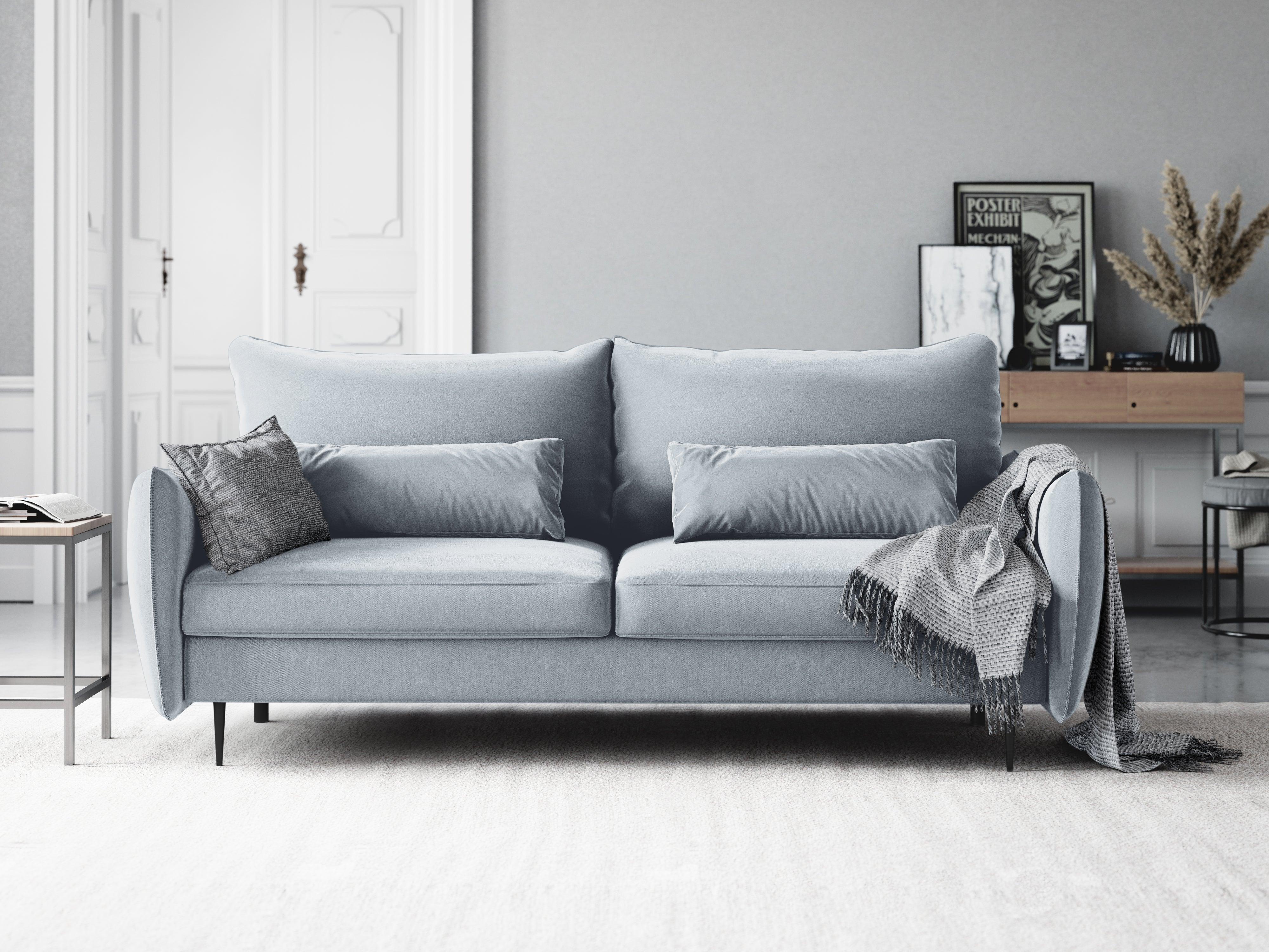 Sofa aksamitna z funkcją spania VERMONT jasnoniebieski Cosmopolitan Design    Eye on Design