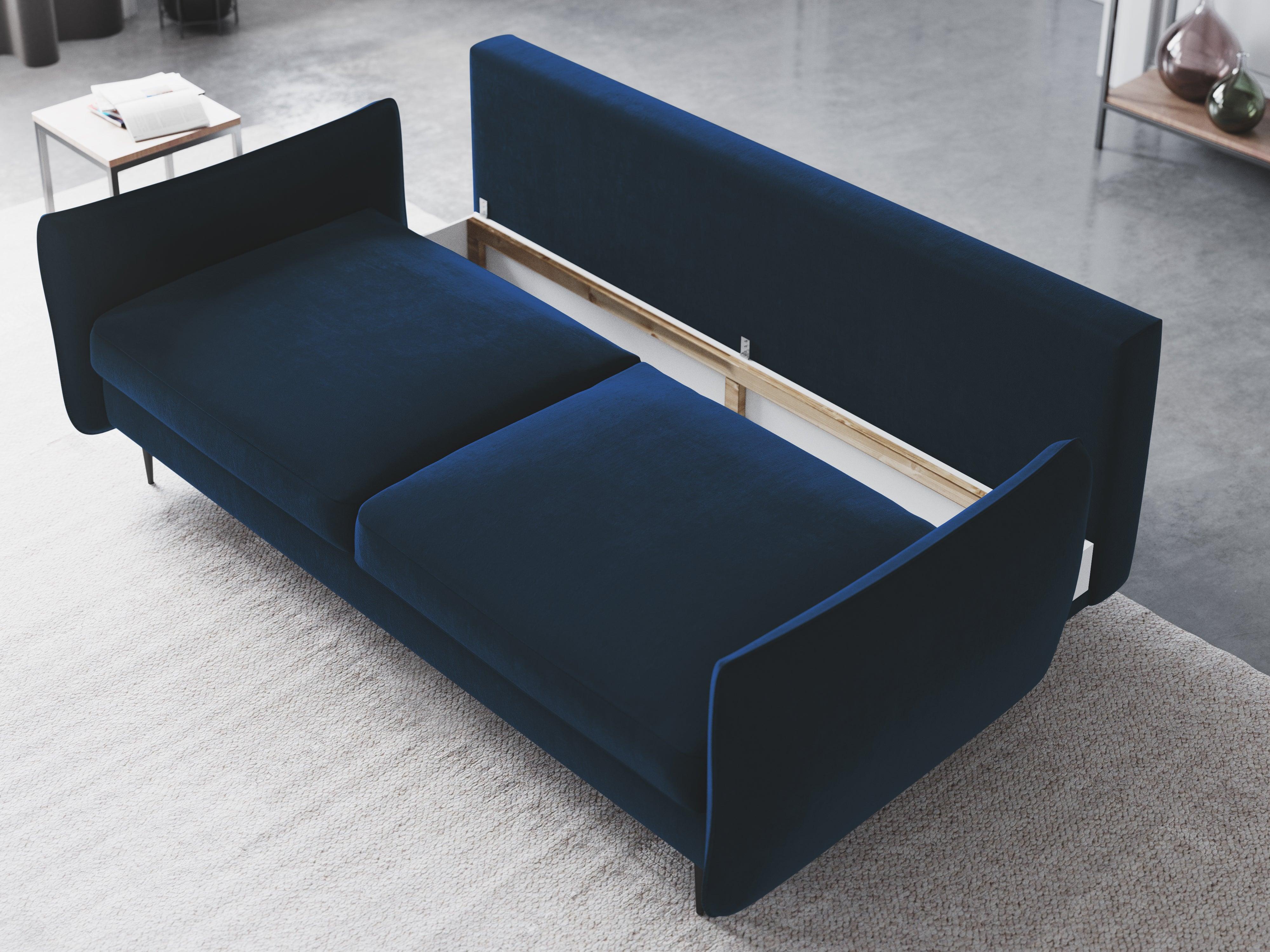 Sofa aksamitna z funkcją spania VERMONT królewski niebieski Cosmopolitan Design    Eye on Design