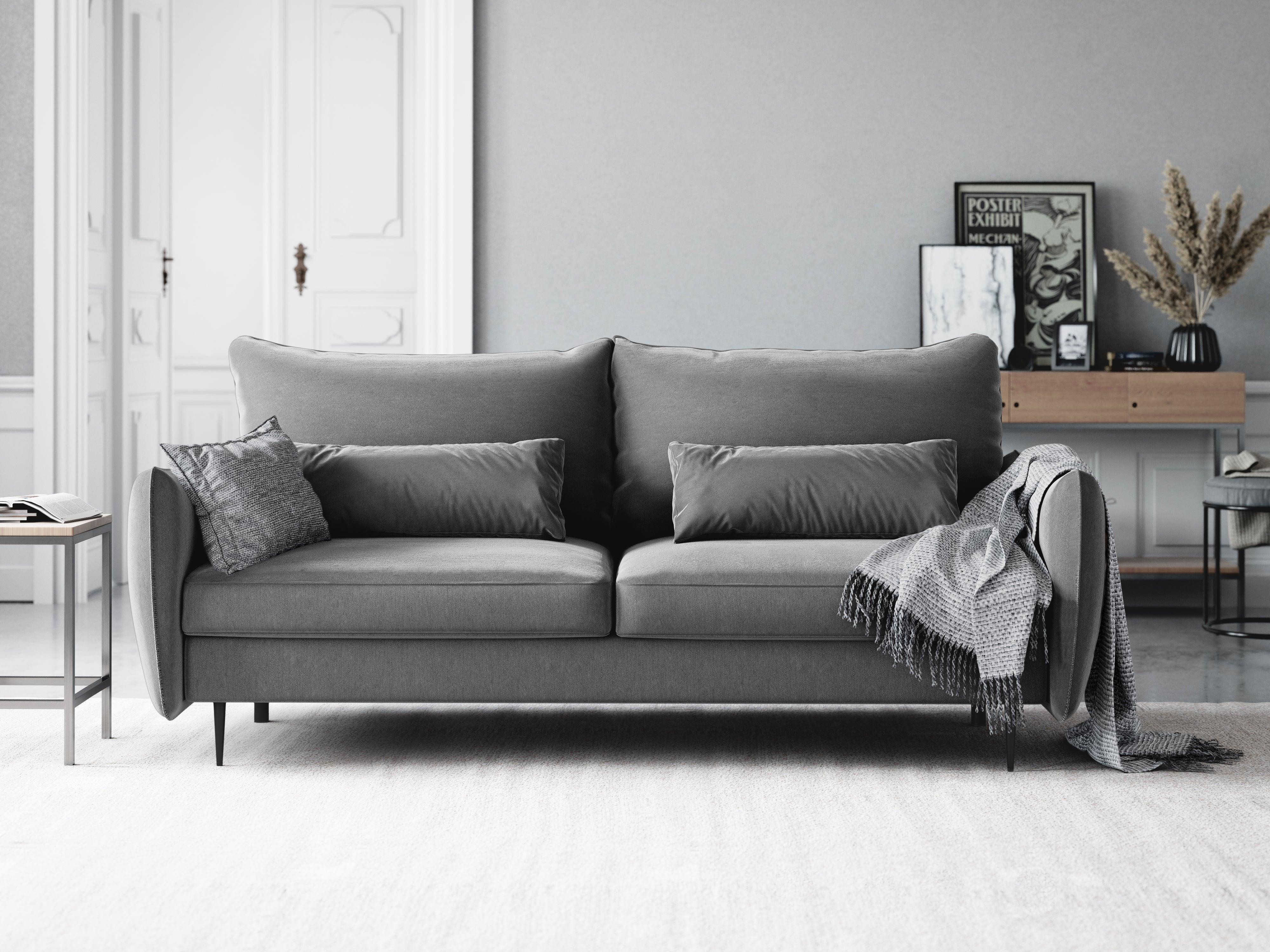 Sofa aksamitna z funkcją spania VERMONT szary Cosmopolitan Design    Eye on Design