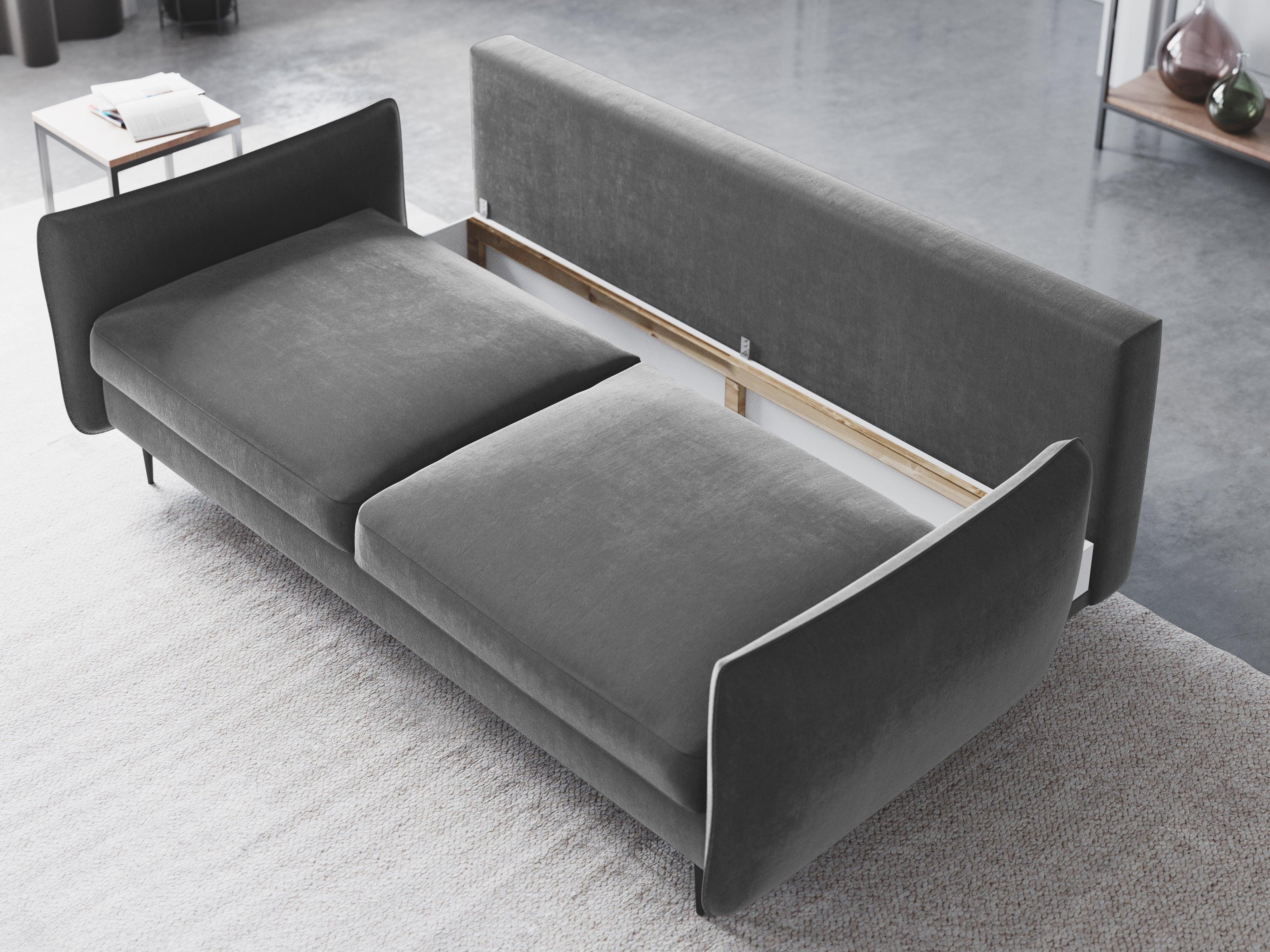 Sofa aksamitna z funkcją spania VERMONT szary Cosmopolitan Design    Eye on Design