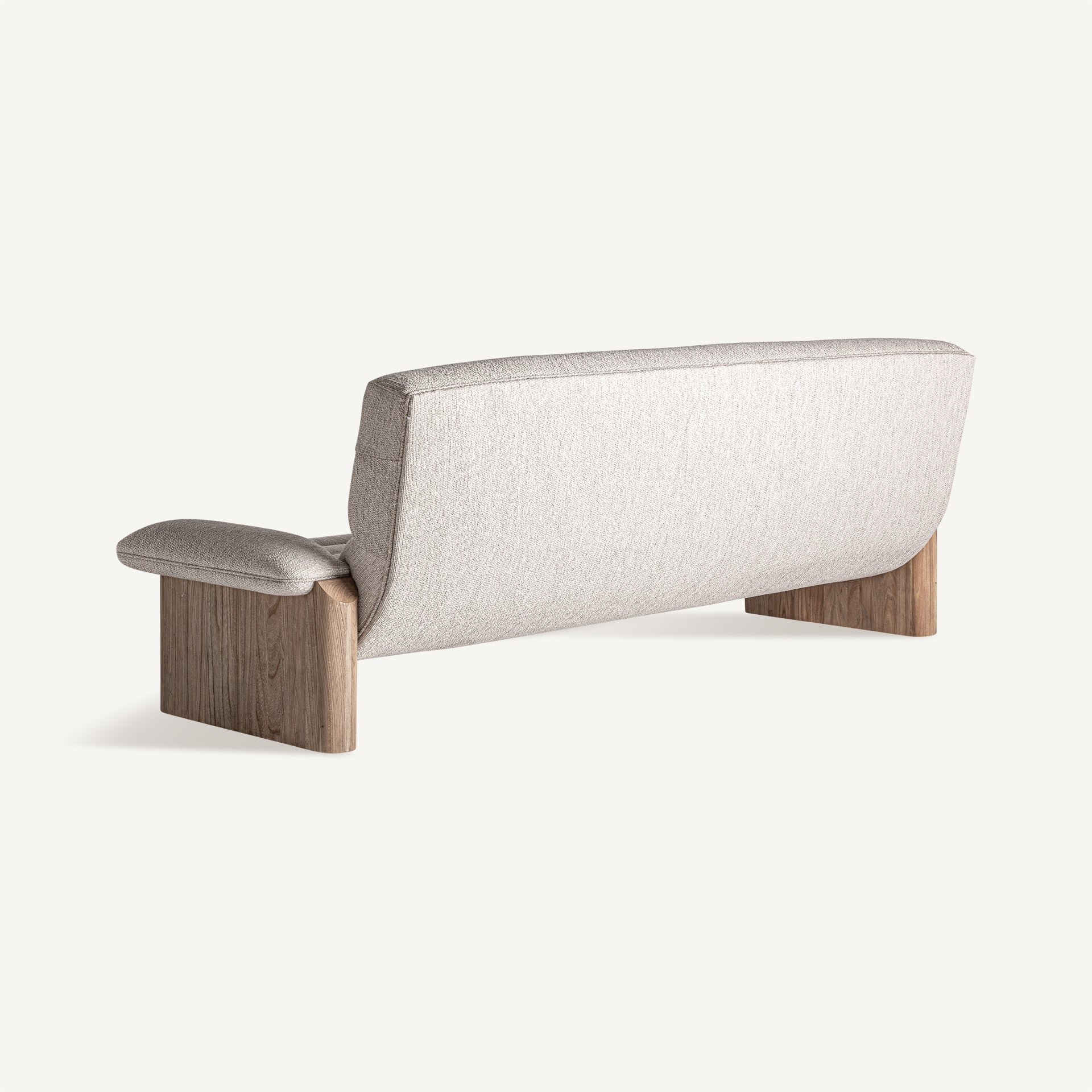 Jacquard Beige Sofa with Cushions and Wooden Base