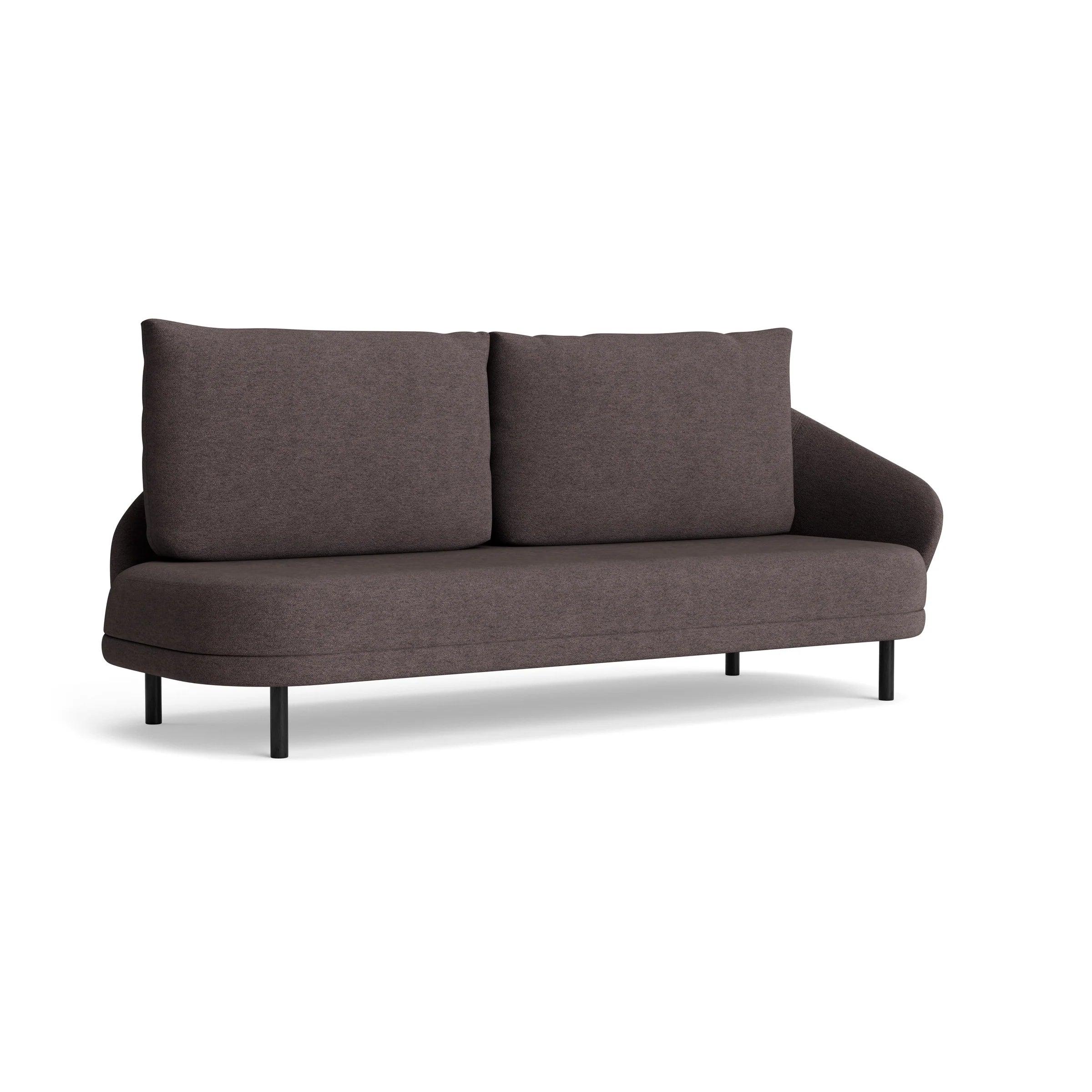 Sofa lewostronna NEW WAVE dębowy NORR11 czarny dębowy tkanina boucle brązowy  Eye on Design