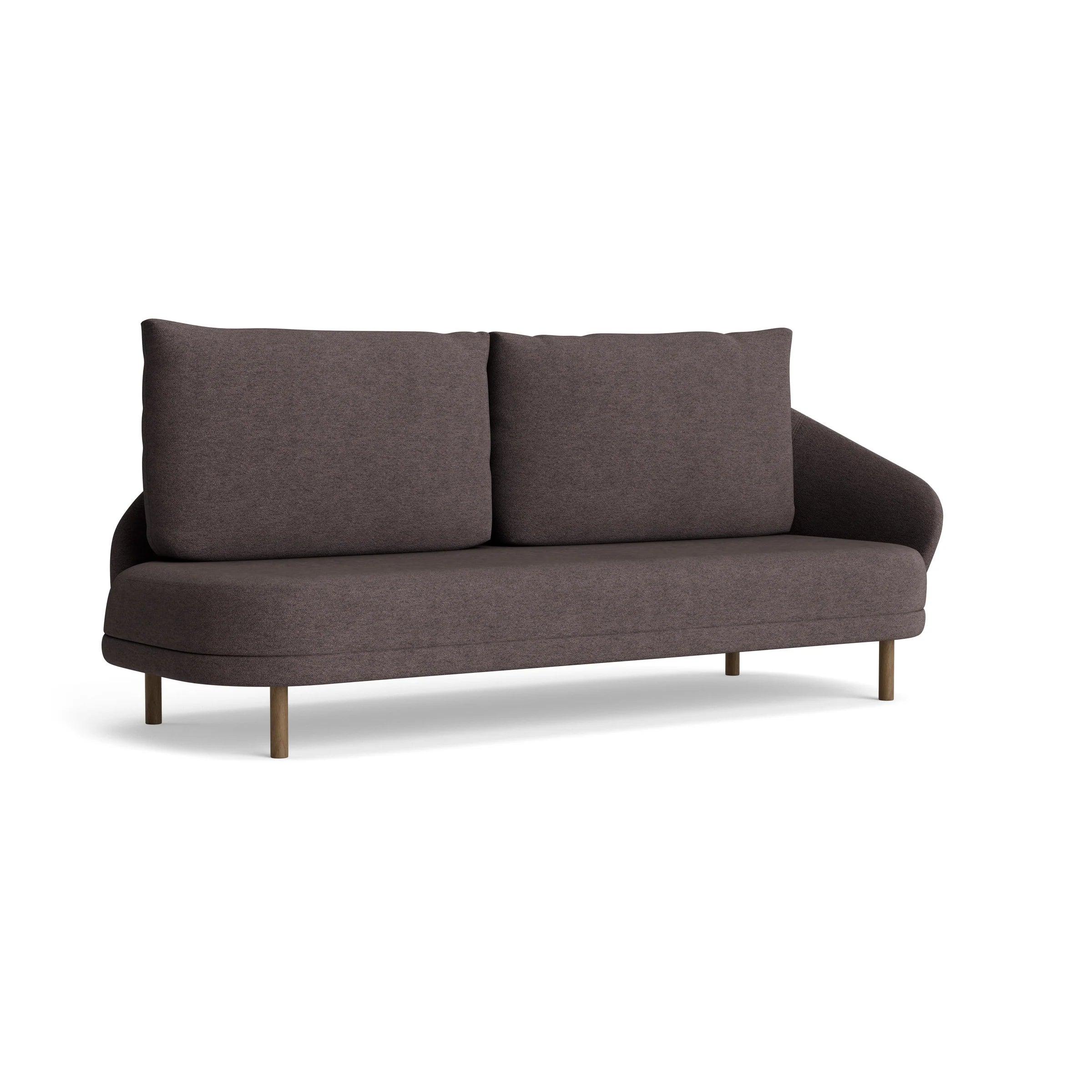 Sofa lewostronna NEW WAVE dębowy NORR11 ciemnobrązowy dębowy tkanina boucle brązowy  Eye on Design