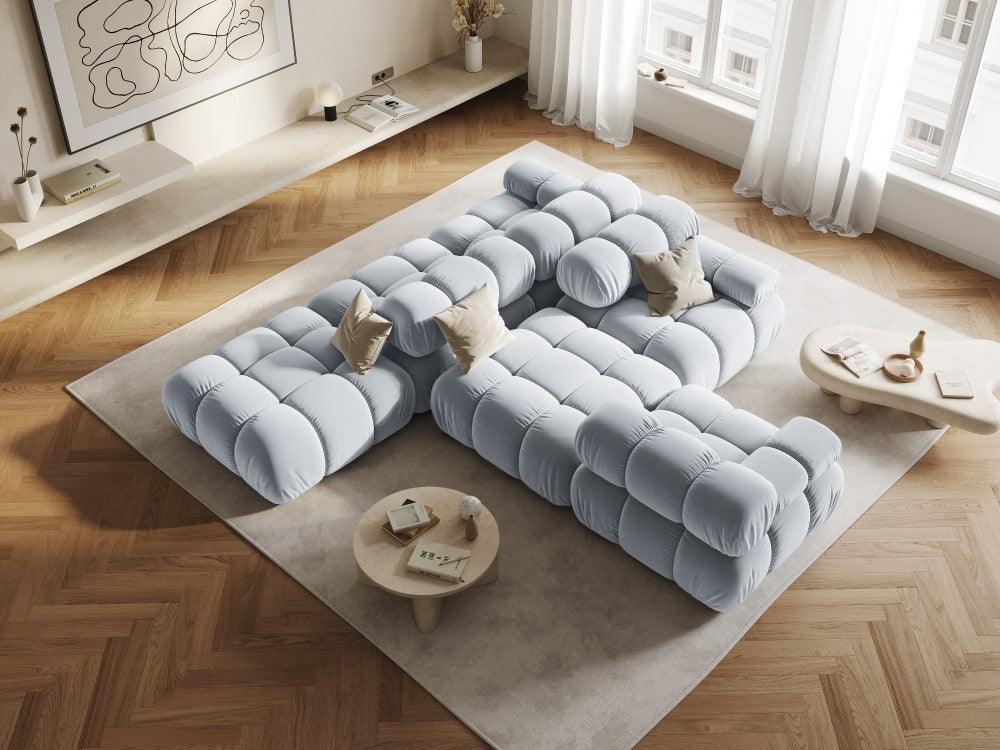 Sofa modułowa aksamitna lewostronna 4-osobowa TROPEA jasnoniebieski Milo Casa    Eye on Design