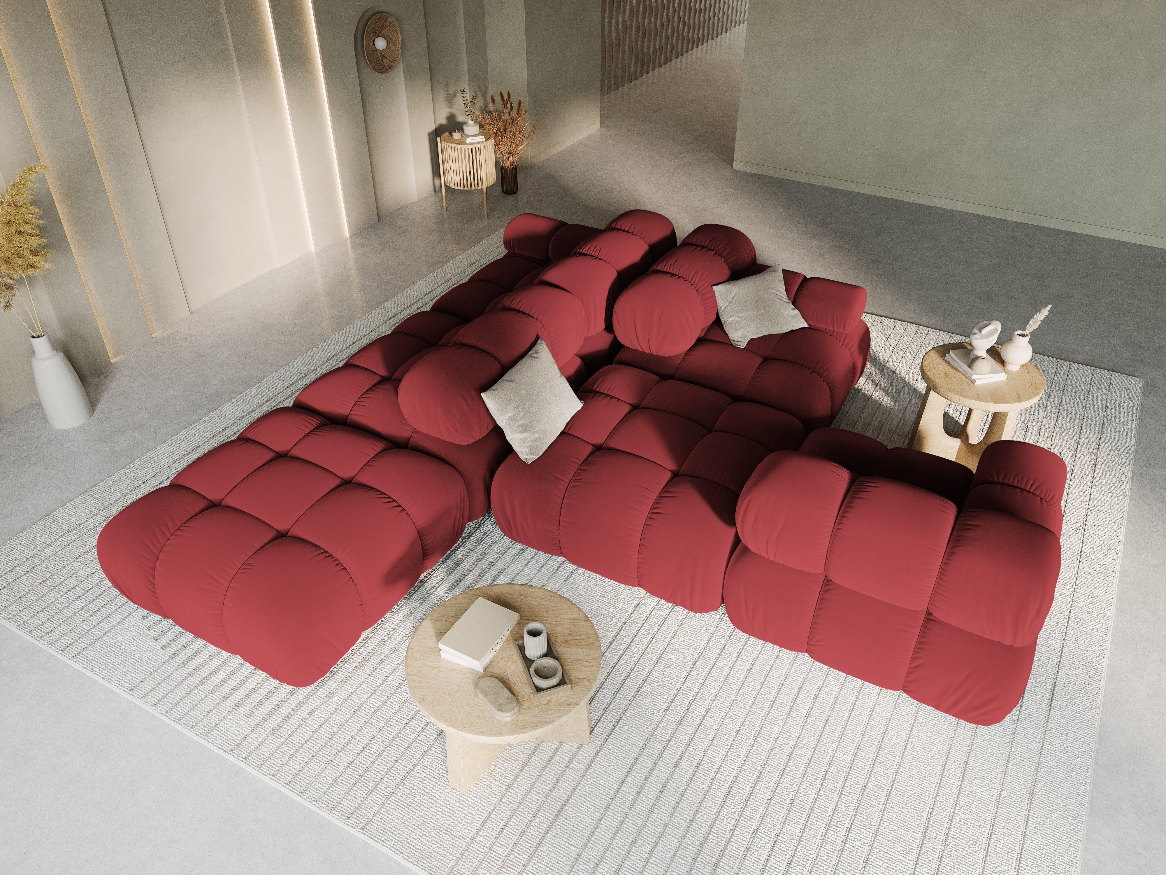 Sofa modułowa aksamitna lewostronna 4-osobowa TROPEA rubinowy Milo Casa    Eye on Design