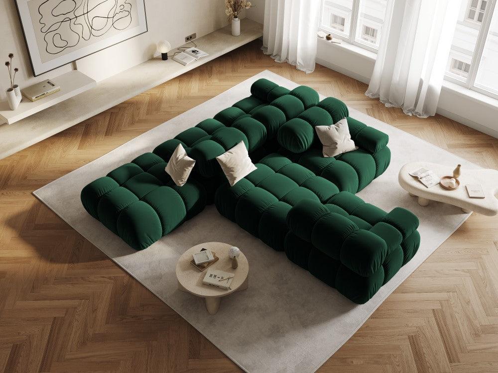 Sofa modułowa aksamitna prawostronna 4-osobowa TROPEA butelkowa zieleń Milo Casa    Eye on Design