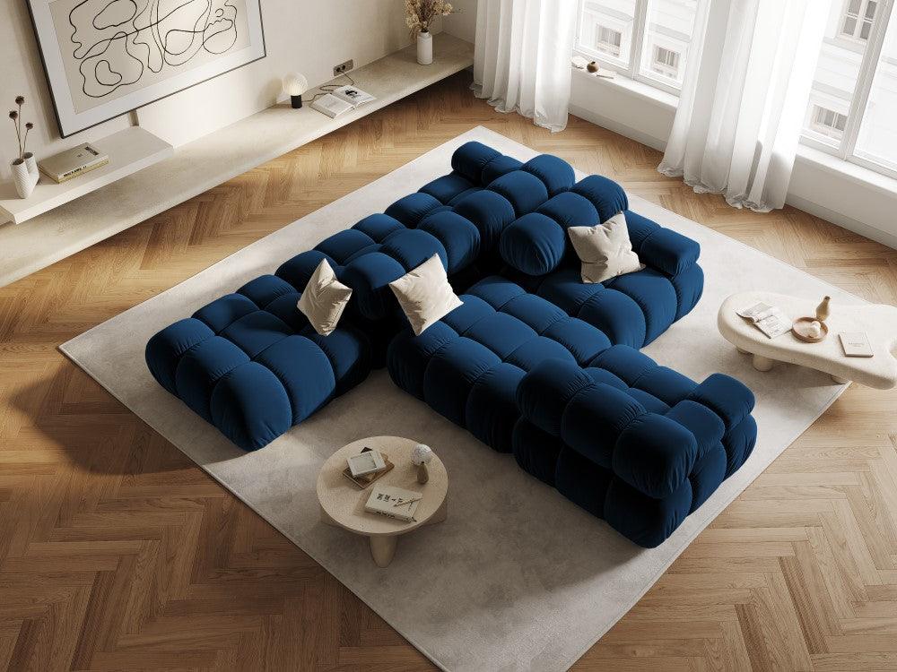 Sofa modułowa aksamitna prawostronna 4-osobowa TROPEA granat królewski Milo Casa    Eye on Design