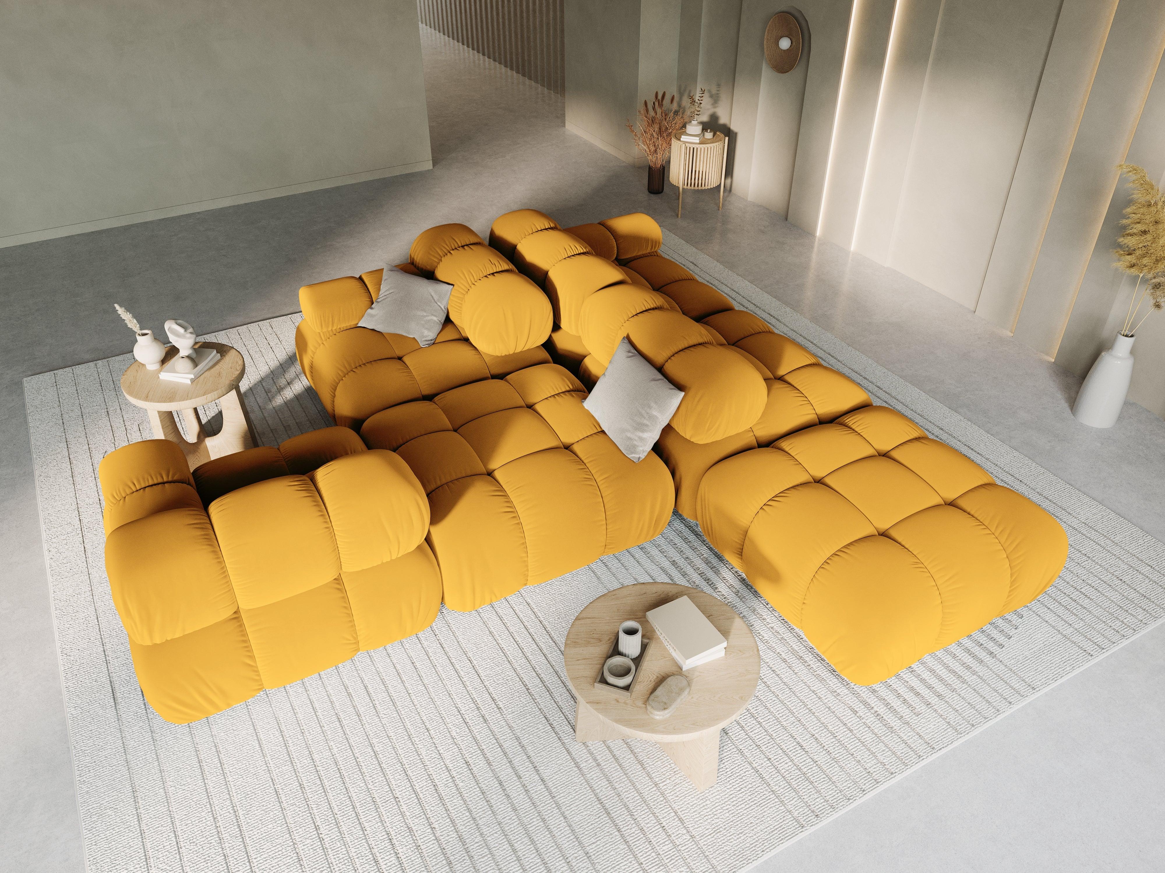 Sofa modułowa aksamitna prawostronna 4-osobowa TROPEA musztardowy Milo Casa    Eye on Design