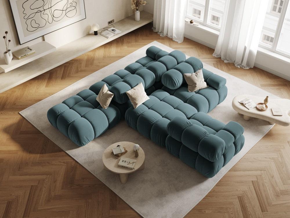 Sofa modułowa aksamitna prawostronna 4-osobowa TROPEA petrol Milo Casa    Eye on Design