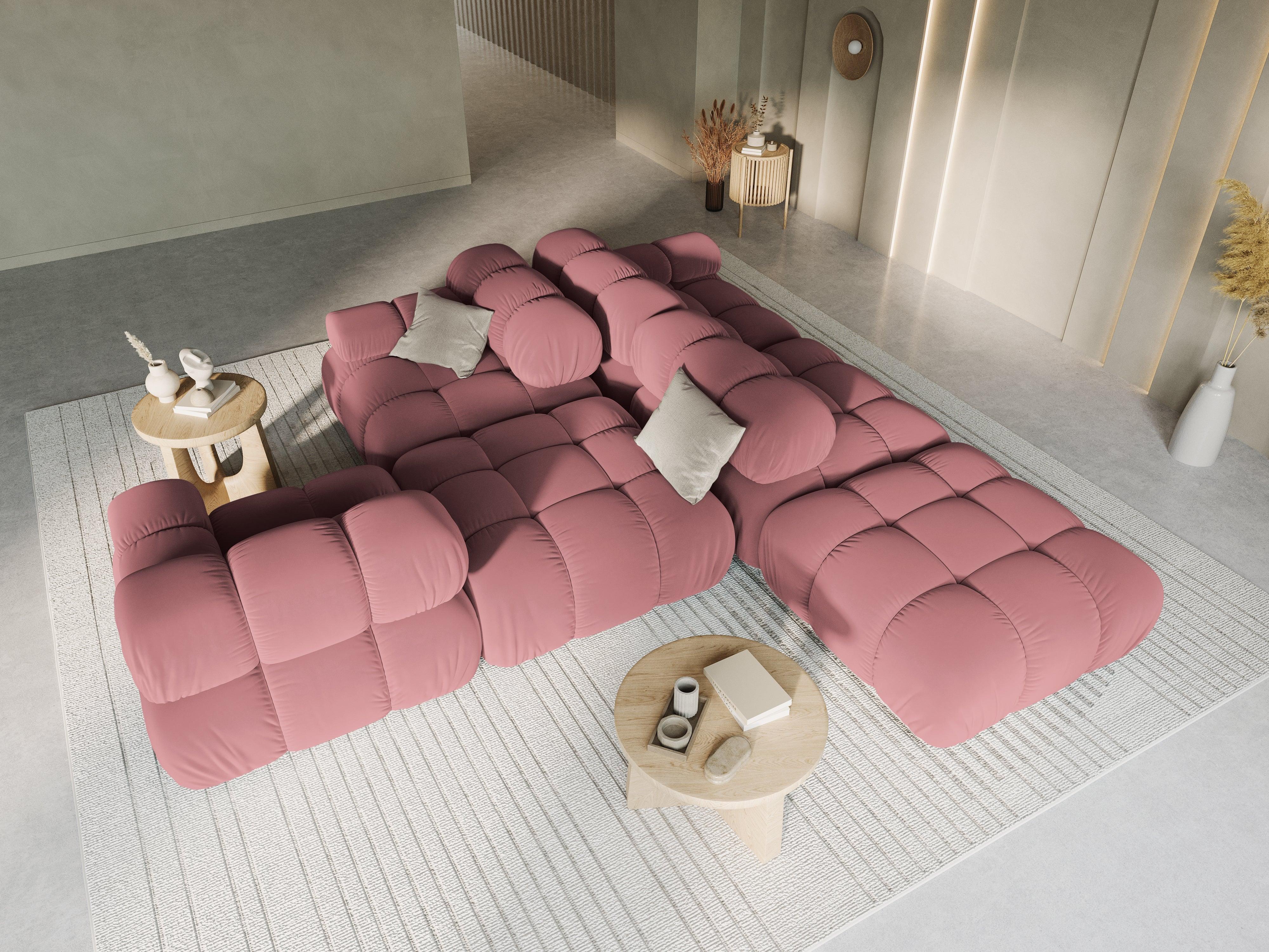 Sofa modułowa aksamitna prawostronna 4-osobowa TROPEA różowy Milo Casa    Eye on Design