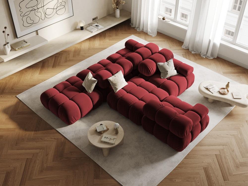 Sofa modułowa aksamitna prawostronna 4-osobowa TROPEA rubinowy Milo Casa    Eye on Design