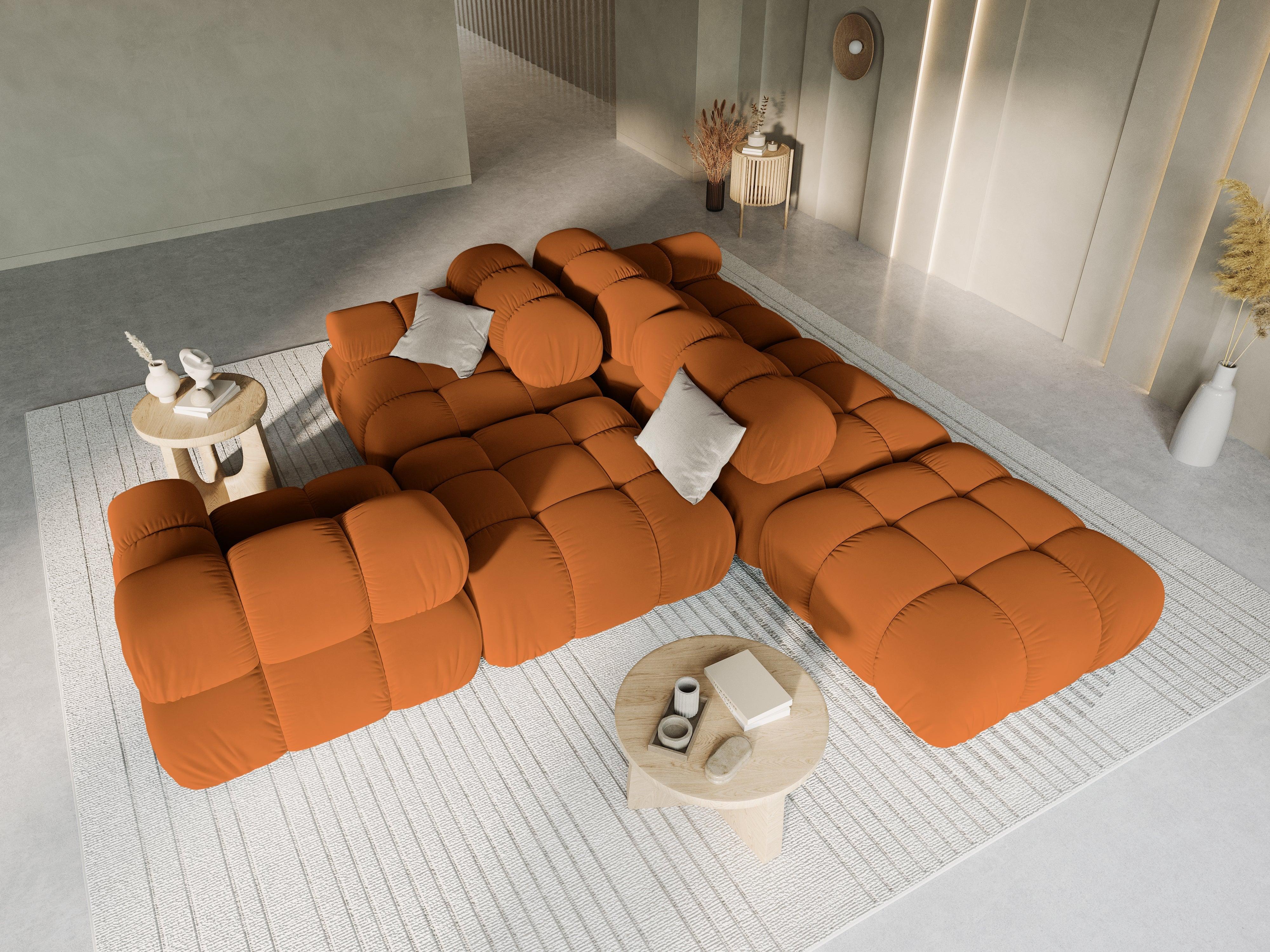 Sofa modułowa aksamitna prawostronna 4-osobowa TROPEA terracotta Milo Casa    Eye on Design