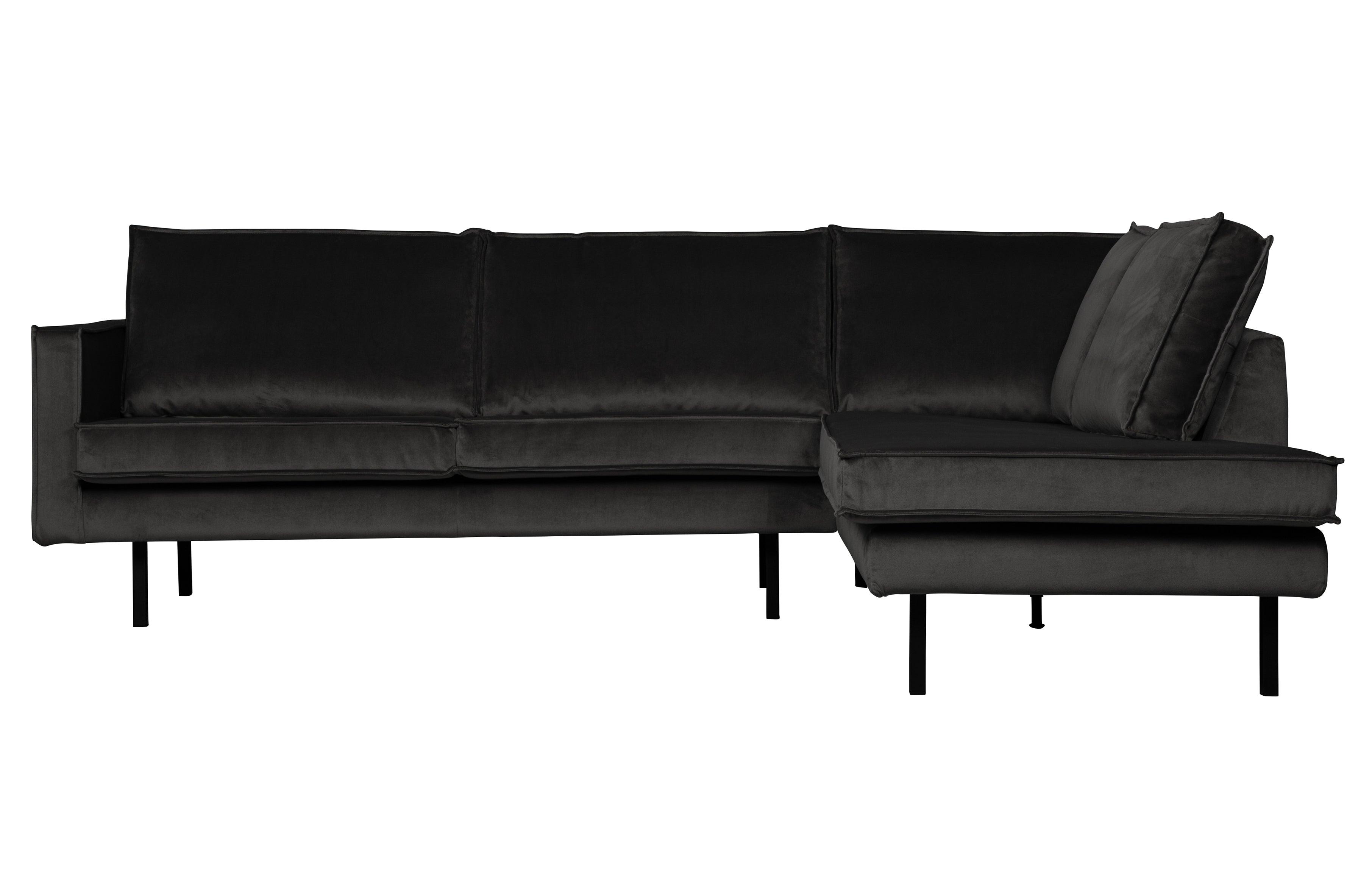 Sofa narożna aksamitna prawostronna RODEO antracytowy Be Pure    Eye on Design