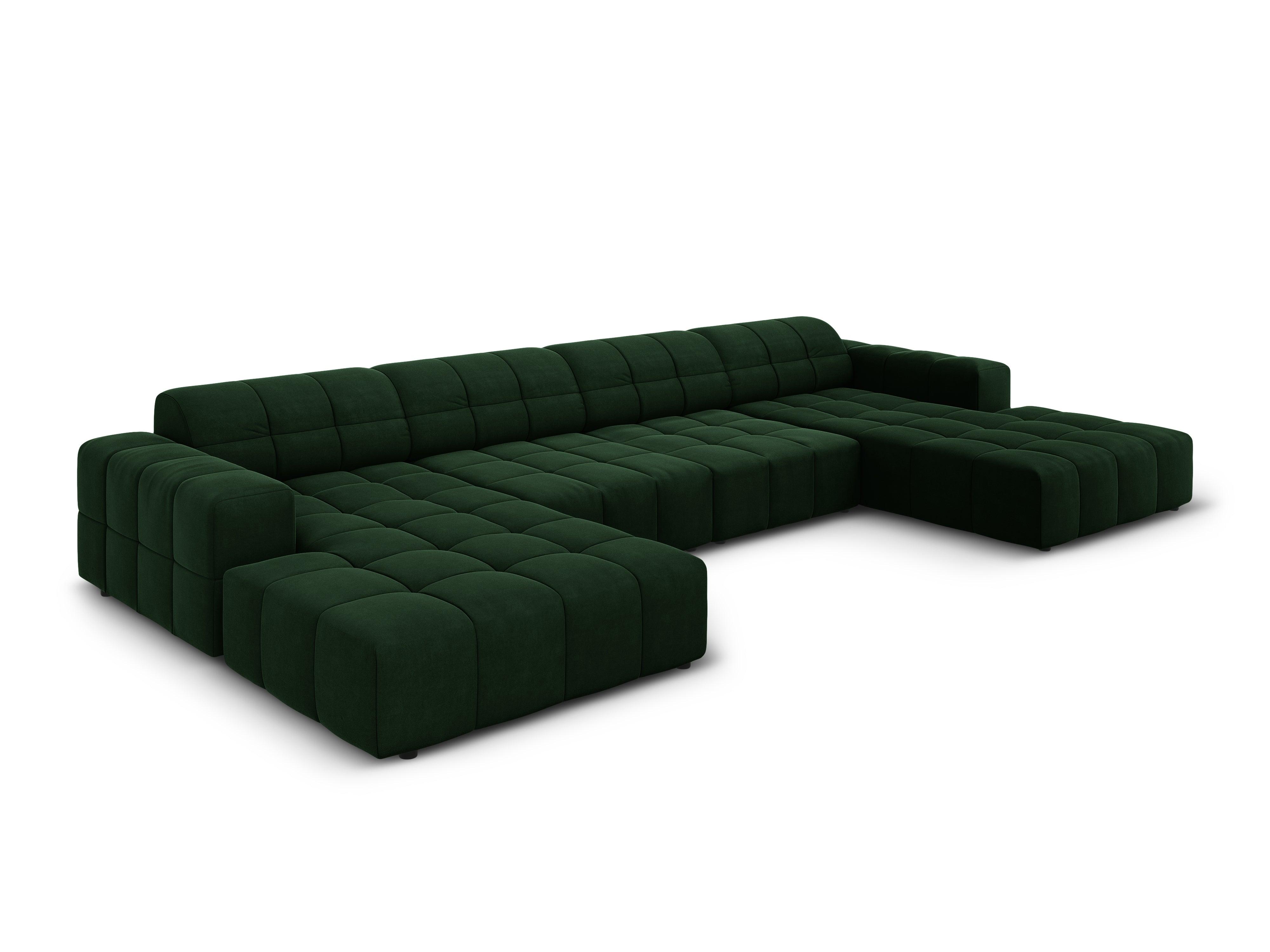 Sofa panoramiczna aksamitna 6-osobowa CHICAGO butelkowa zieleń Cosmopolitan Design    Eye on Design